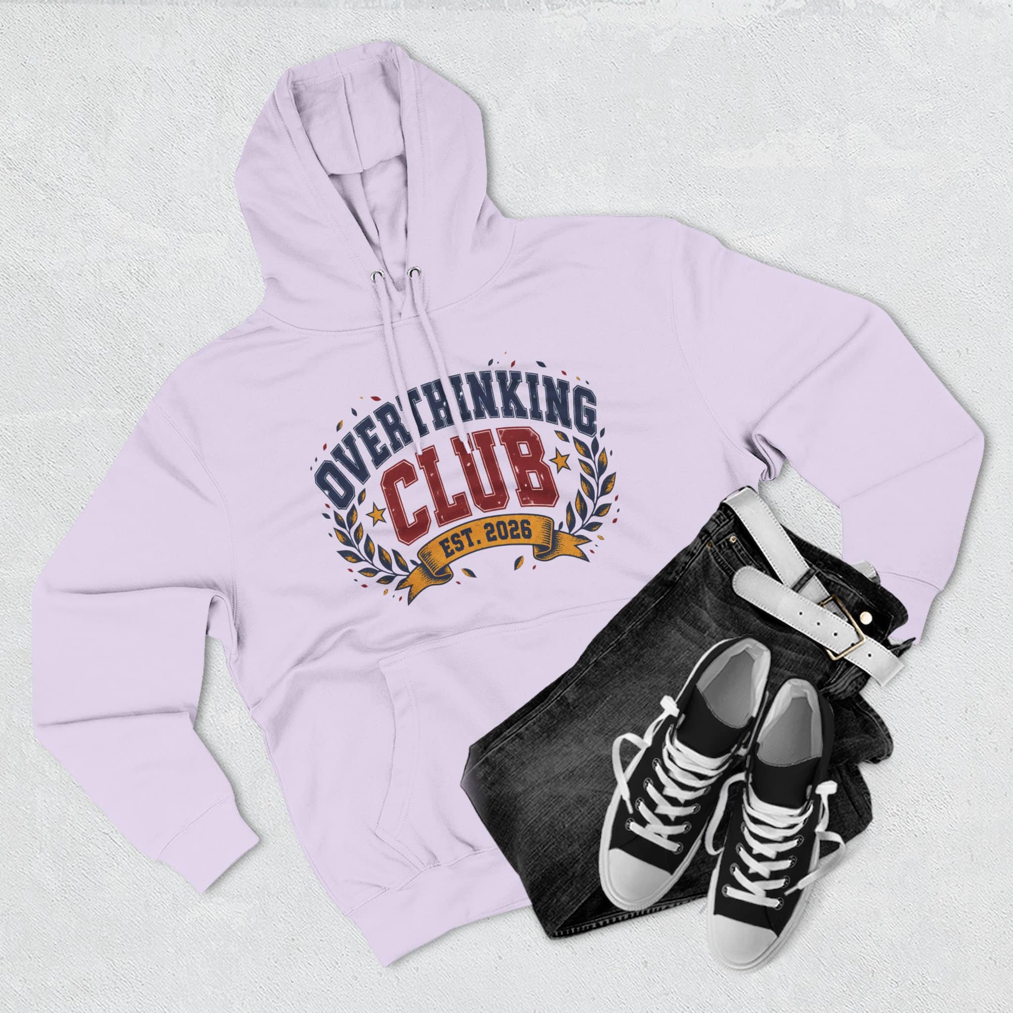 Overthinking Club Hoodie - Funny Vintage Collegiate Varsity Style Humor Hoodie - Image 32