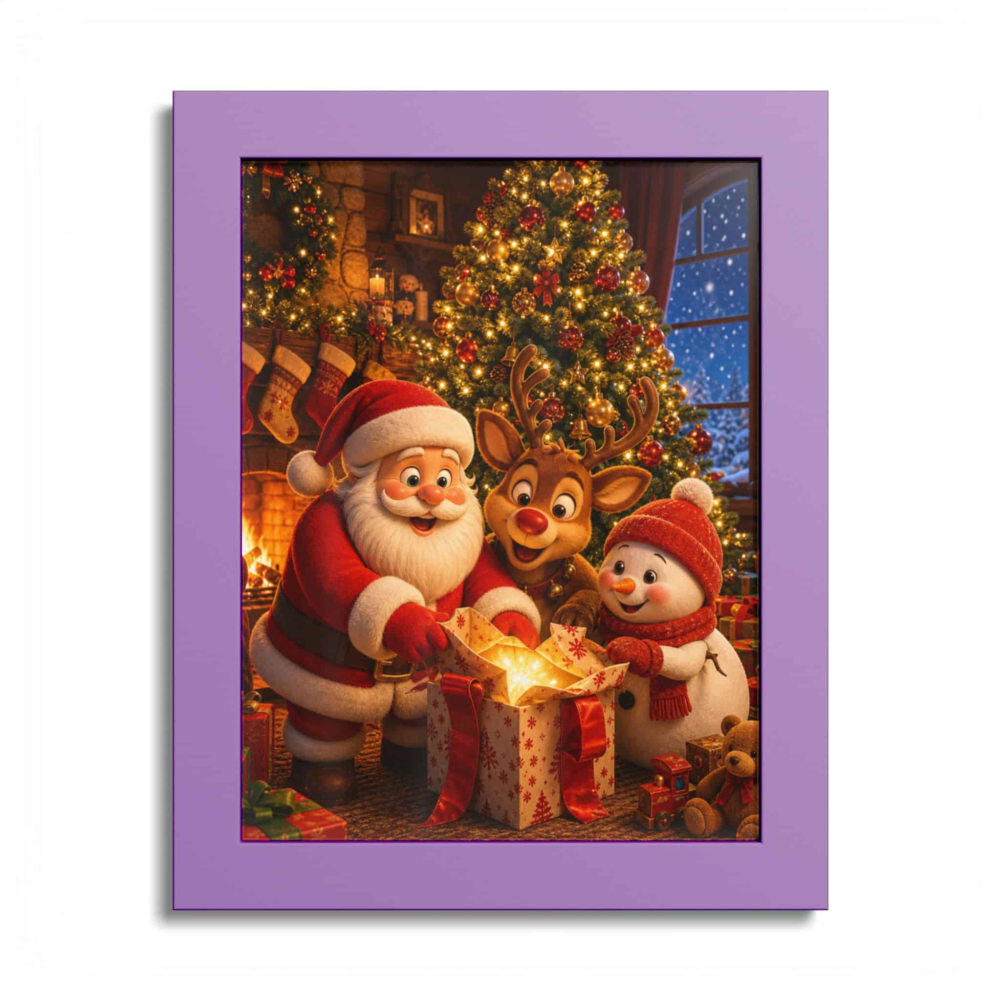 Santa Reindeer Snowman under the Tree Christmas Poster - Image 10