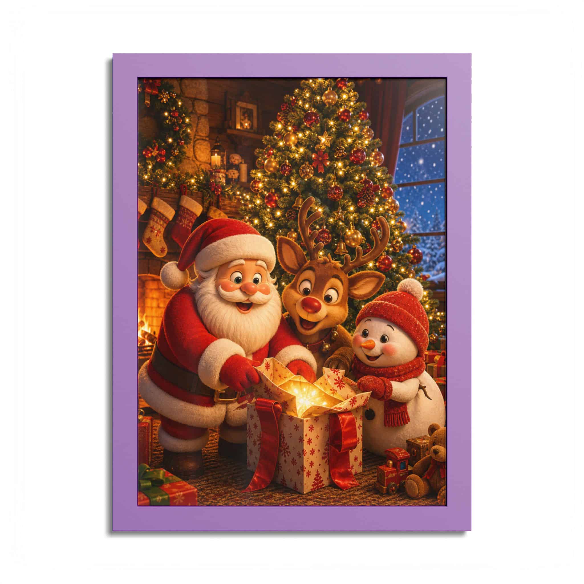 Santa Reindeer Snowman under the Tree Christmas Poster - Image 20