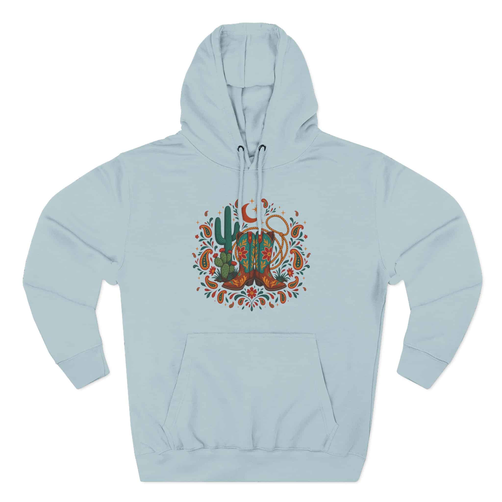 Western Desert Cowgirl Hoodie - Cowboy Boots Cactus Bandana Paisley Boho Hoodie - Image 28
