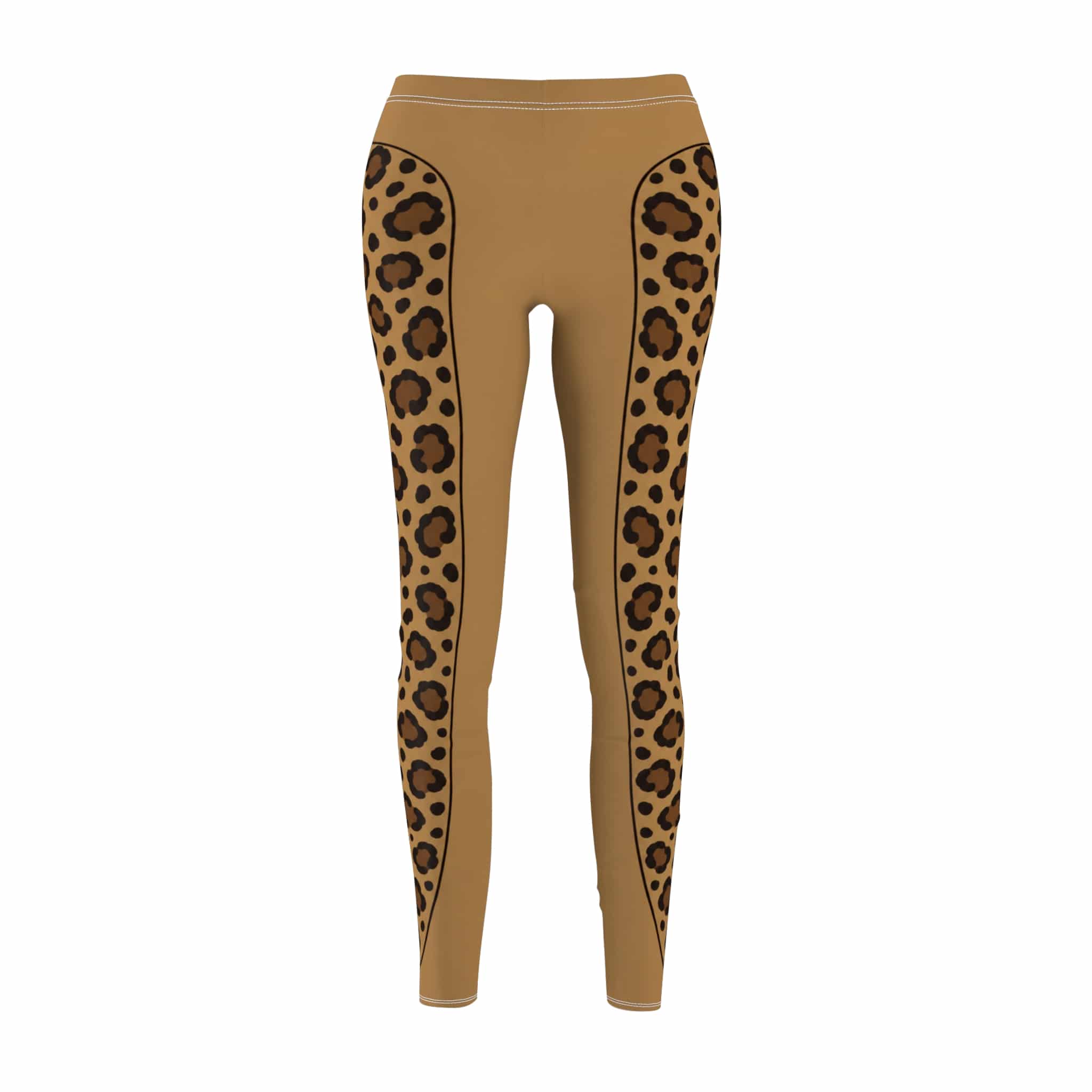 Espresso leopard leggings, a sleek animal print panel in warm caramel - Image 4