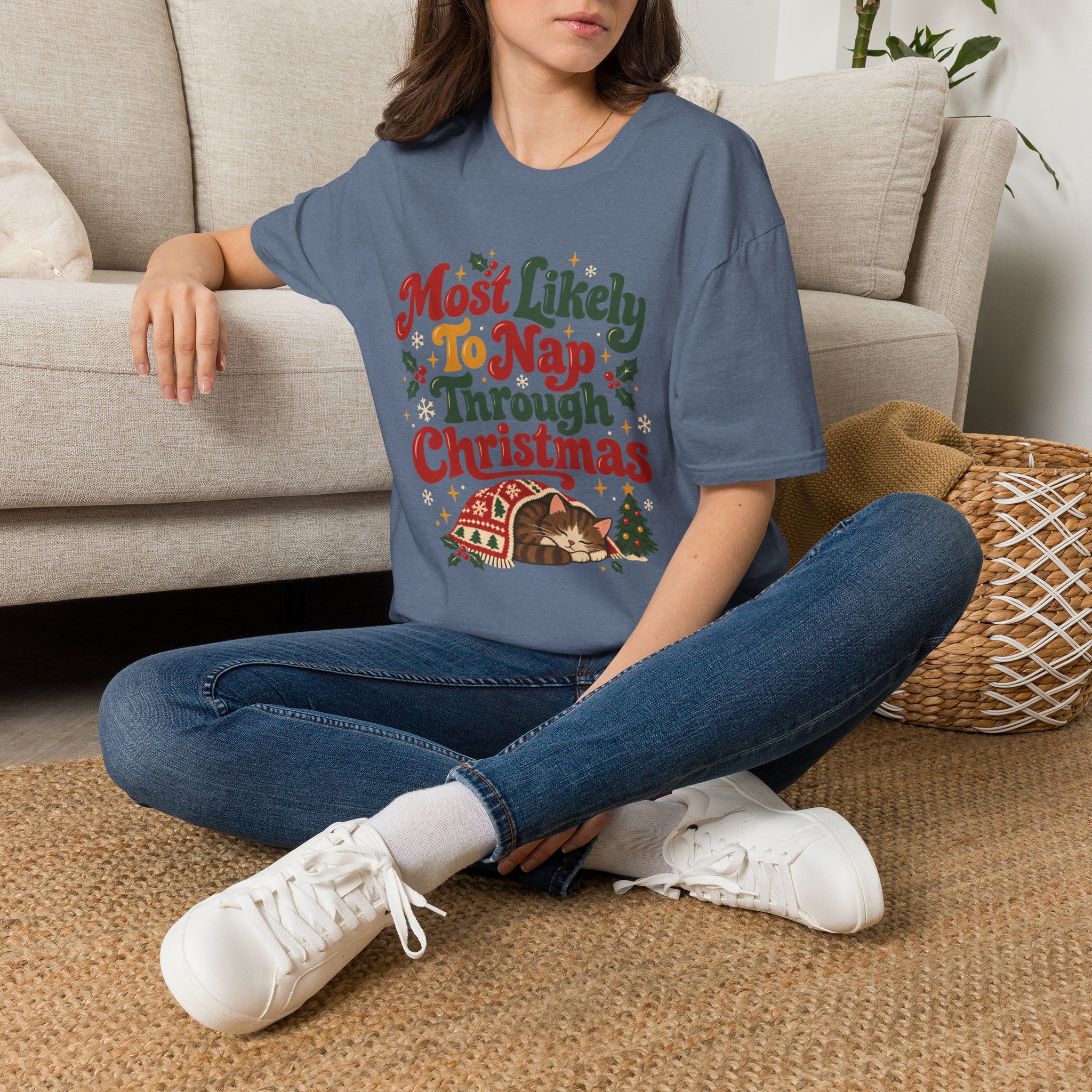 Most Likely To Nap Through Christmas Unisex Softstyle T-Shirt | Funny Holiday Graphic Tee - Image 43