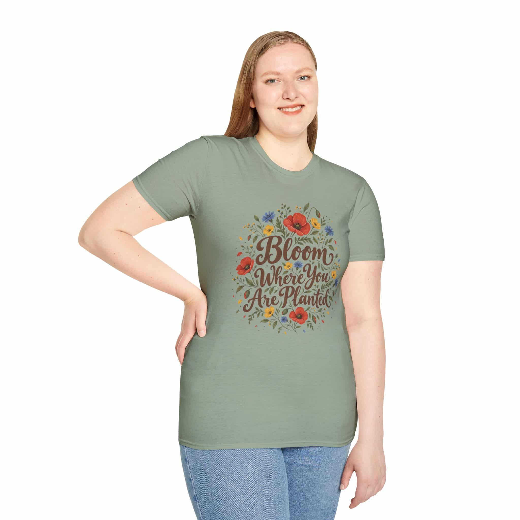Bloom Where You Are Planted Unisex Softstyle T-Shirt - Wildflower Quote Graphic Tee - Image 33