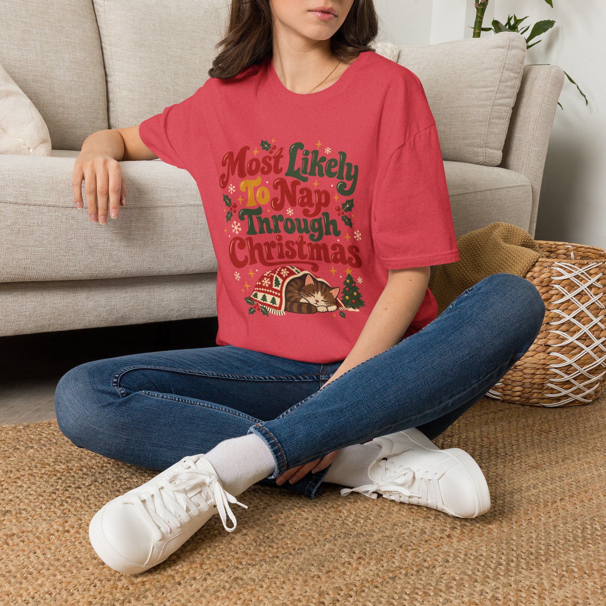 Most Likely To Nap Through Christmas Unisex Softstyle T-Shirt | Funny Holiday Graphic Tee - Image 57