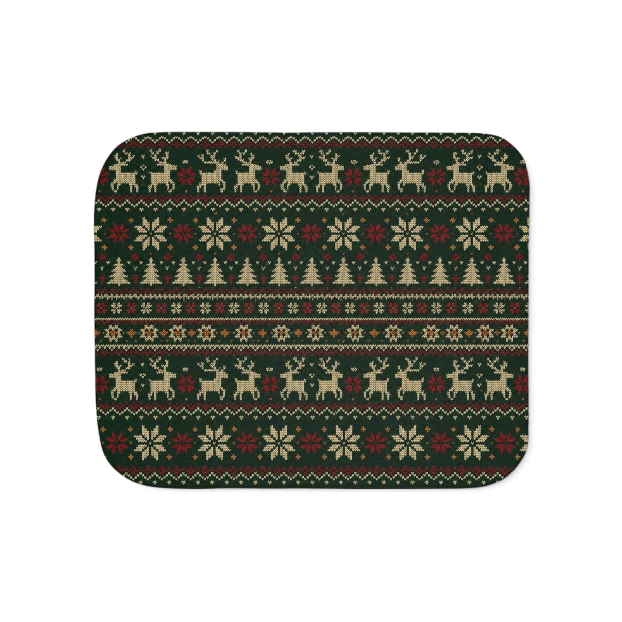 Christmas Fair Isle Sherpa Blanket — Cozy Reindeer & Tree Throw - Image 30