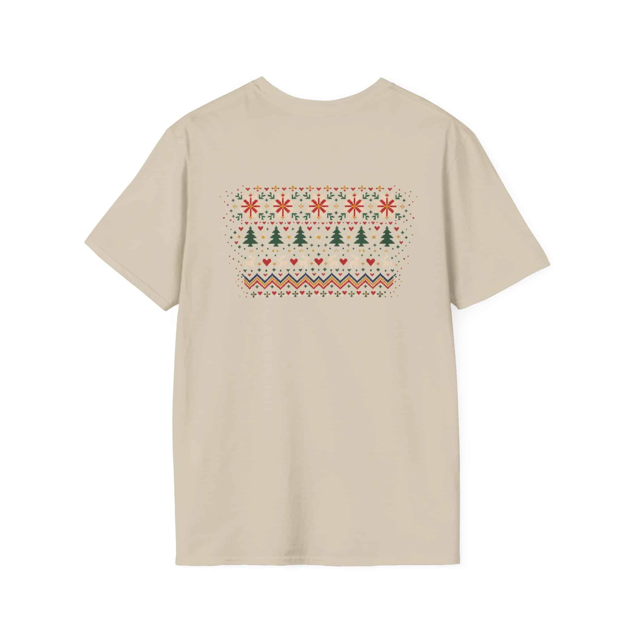 Fair Isle Reindeer Unisex Softstyle T-Shirt - Knit-Look Christmas Graphic Tee - Image 10