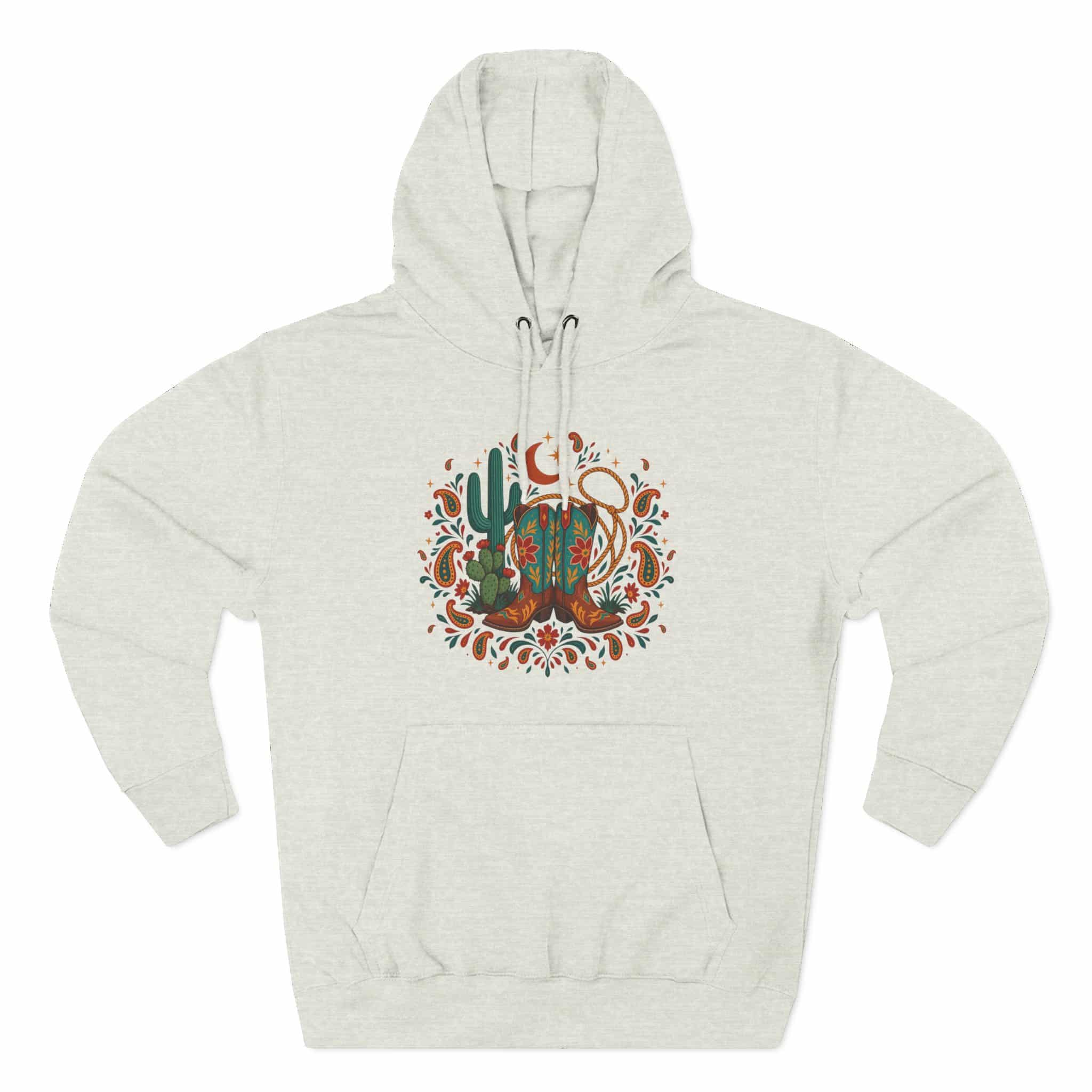 Western Desert Cowgirl Hoodie - Cowboy Boots Cactus Bandana Paisley Boho Hoodie - Image 23
