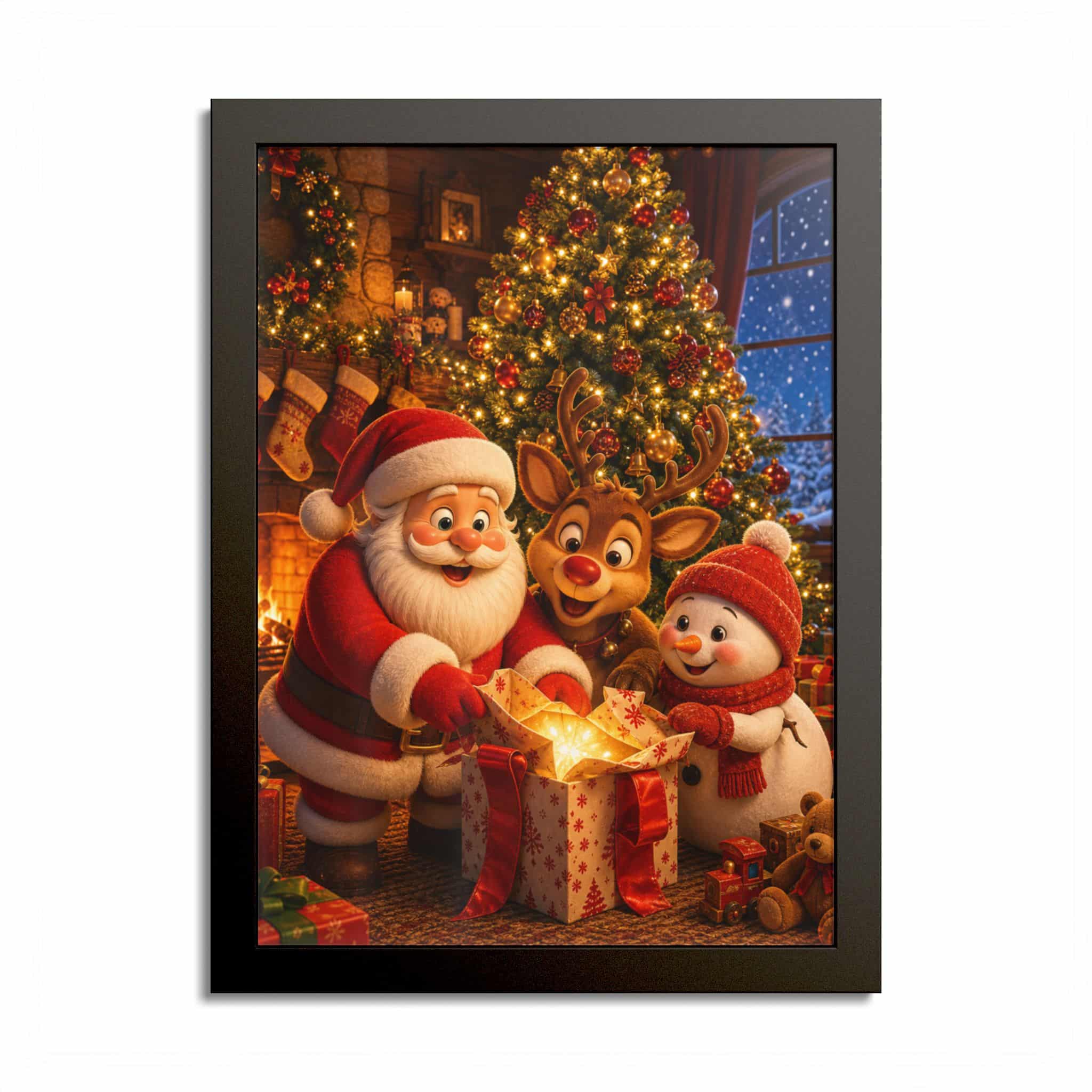 Santa Reindeer Snowman under the Tree Christmas Poster - Image 14