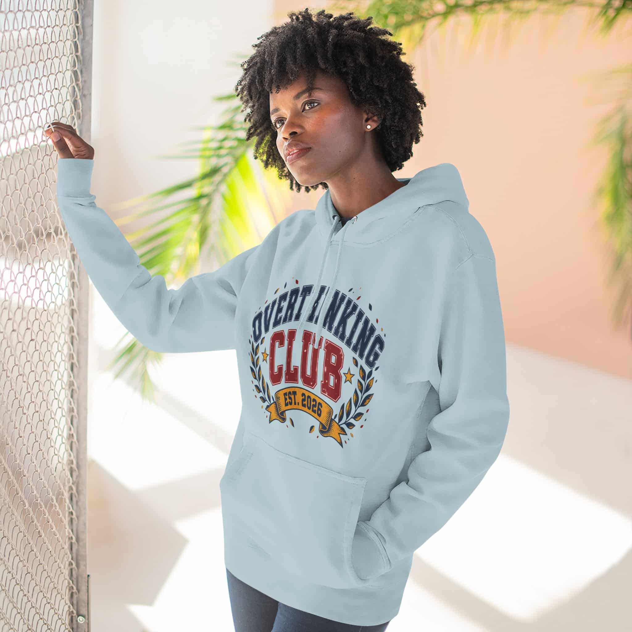 Overthinking Club Hoodie - Funny Vintage Collegiate Varsity Style Humor Hoodie - Image 26