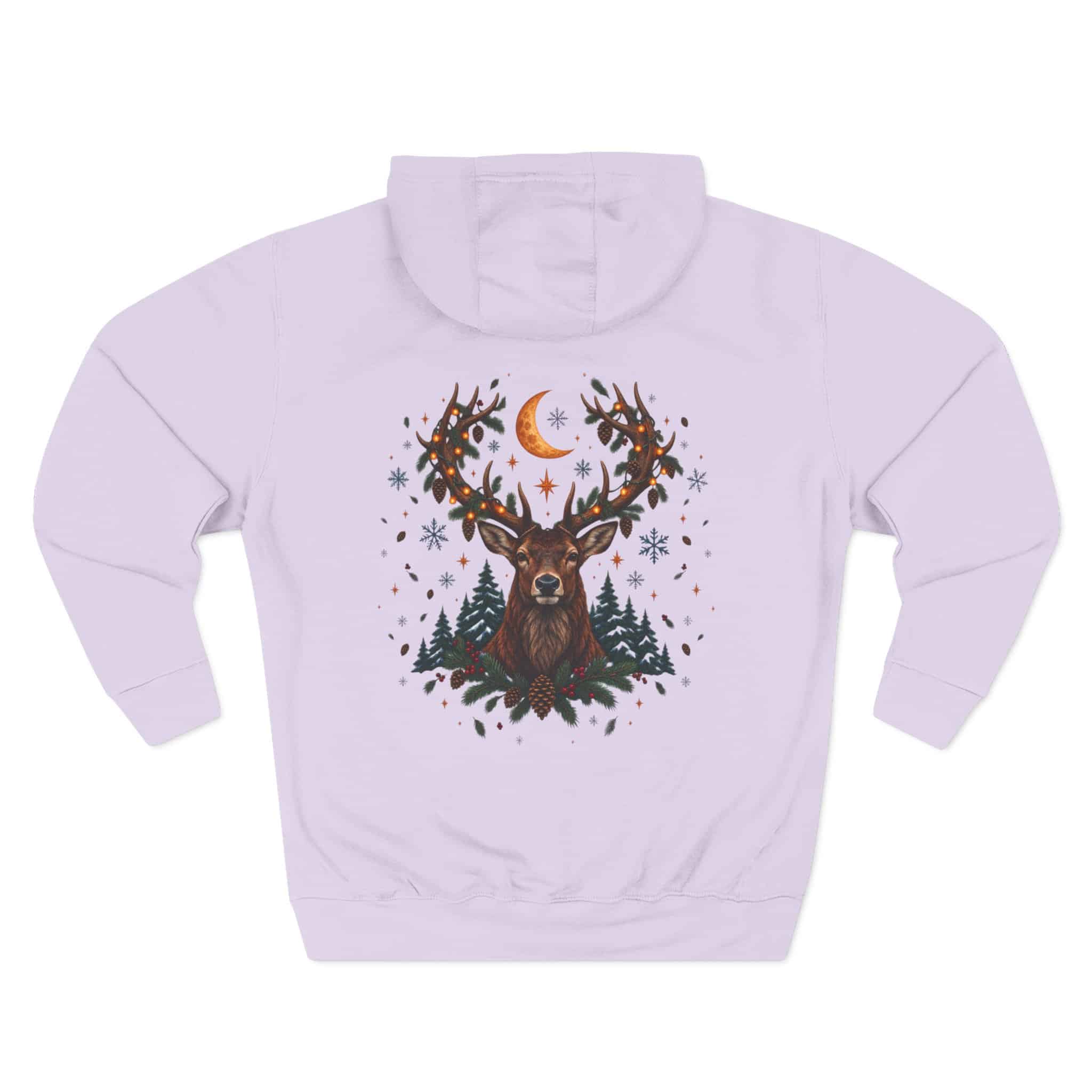 Woodland Winter Cabin Hoodie - Cozy Christmas Forest Stag Pine Trees Snowy Cabin Hoodie - Image 34