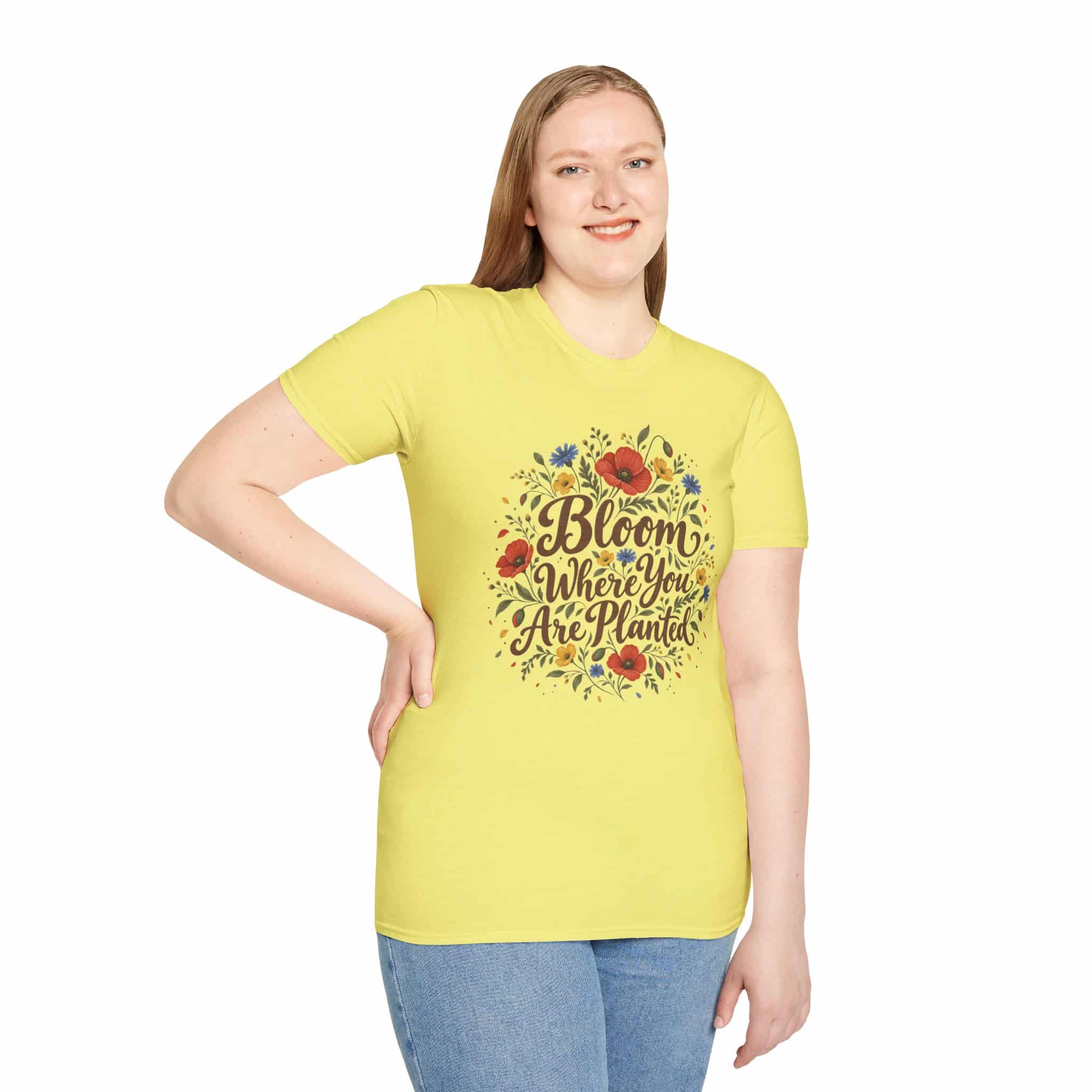 Bloom Where You Are Planted Unisex Softstyle T-Shirt - Wildflower Quote Graphic Tee - Image 26