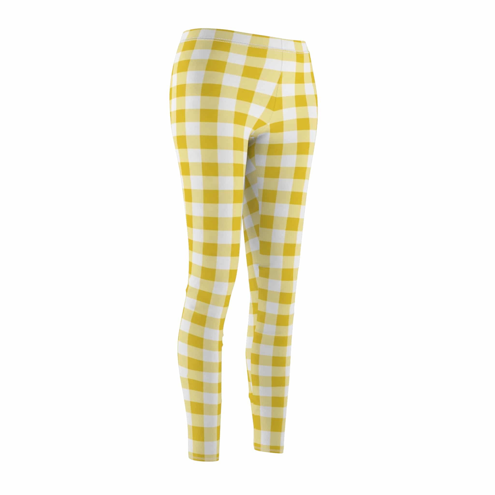 Sunny butter yellow check leggings: gingham with a soft, fresh feel - Image 6