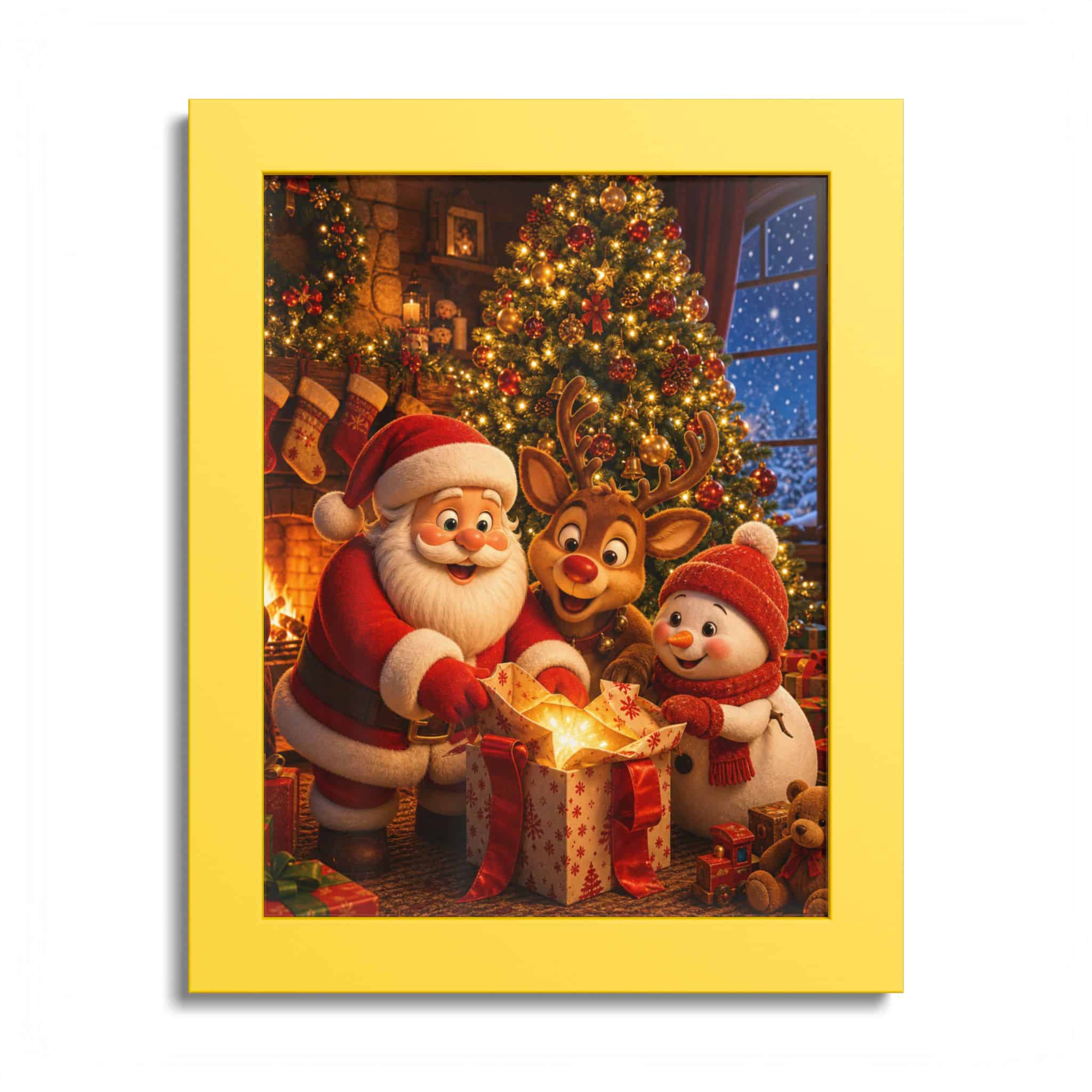 Santa Reindeer Snowman under the Tree Christmas Poster - Image 6