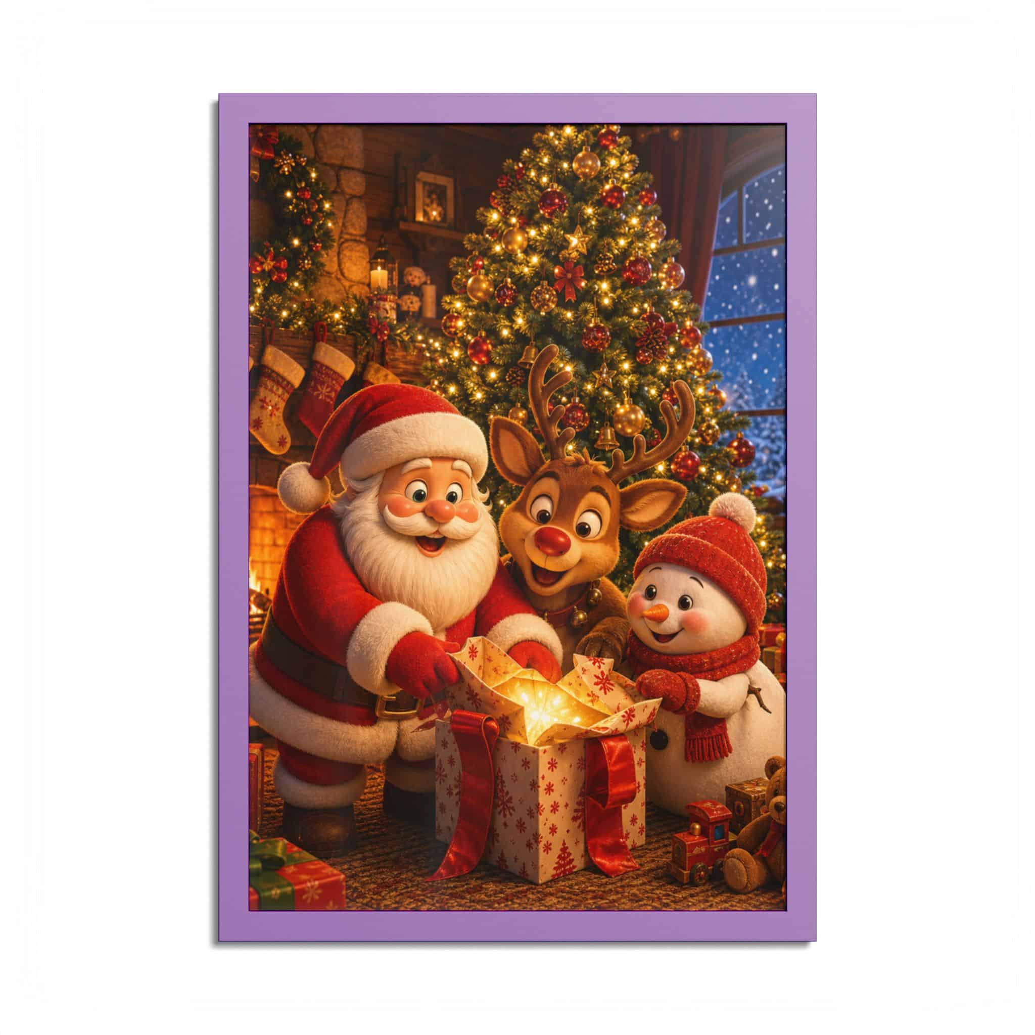 Santa Reindeer Snowman under the Tree Christmas Poster - Image 30