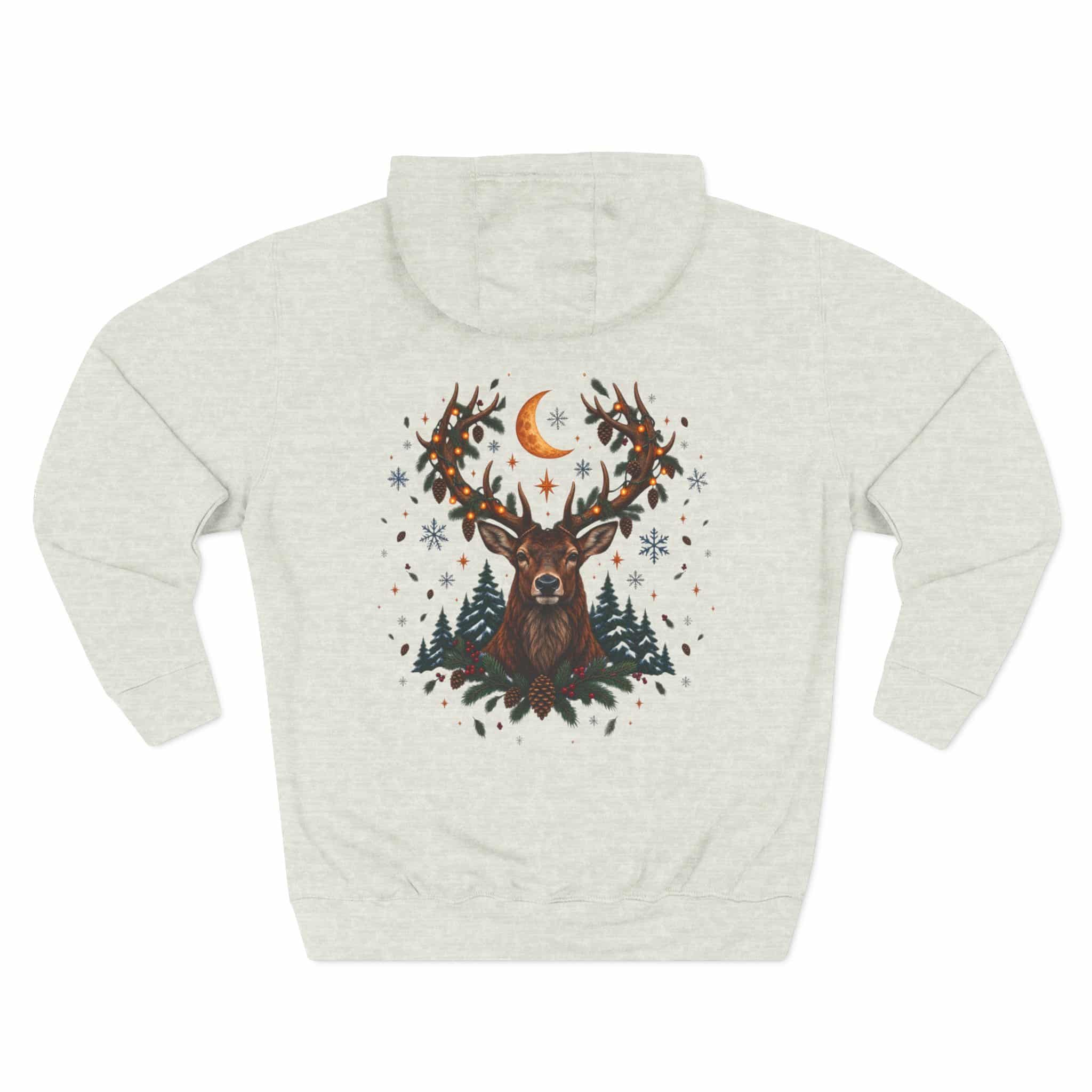 Woodland Winter Cabin Hoodie - Cozy Christmas Forest Stag Pine Trees Snowy Cabin Hoodie - Image 24