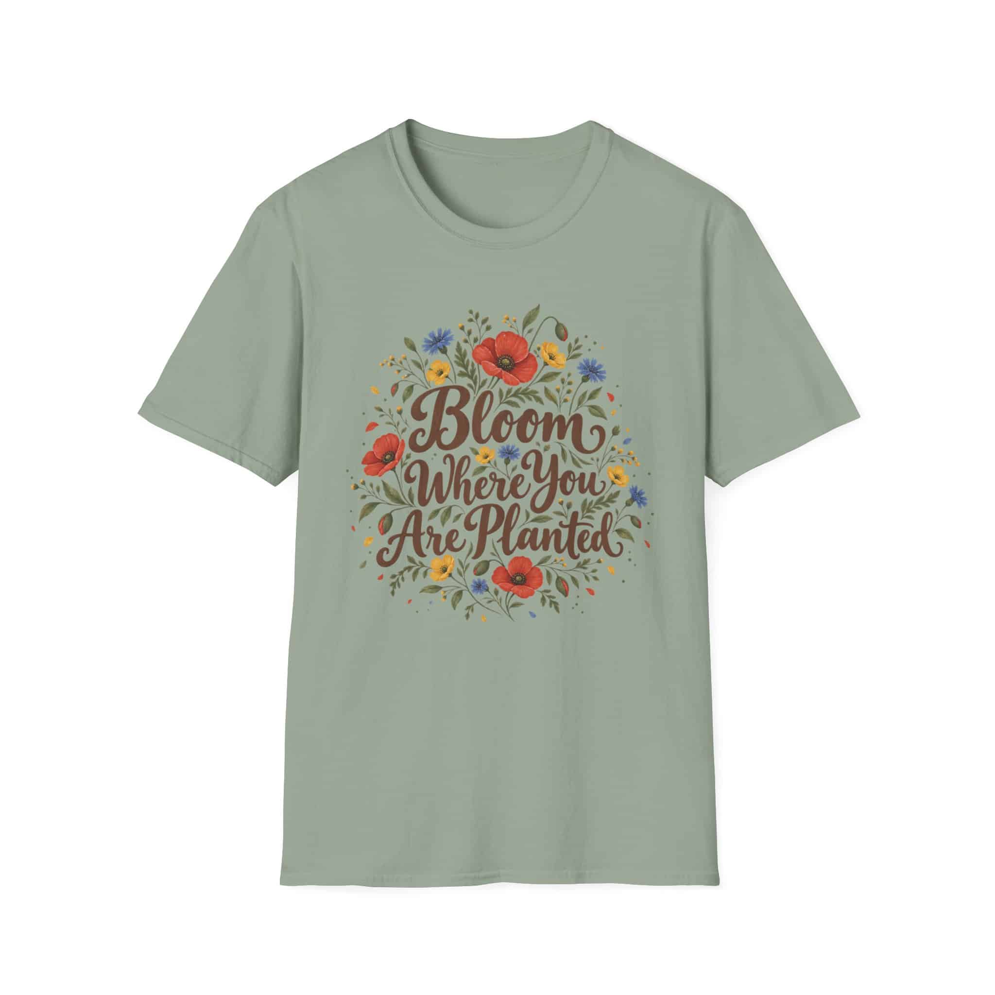 Bloom Where You Are Planted Unisex Softstyle T-Shirt - Wildflower Quote Graphic Tee - Image 30