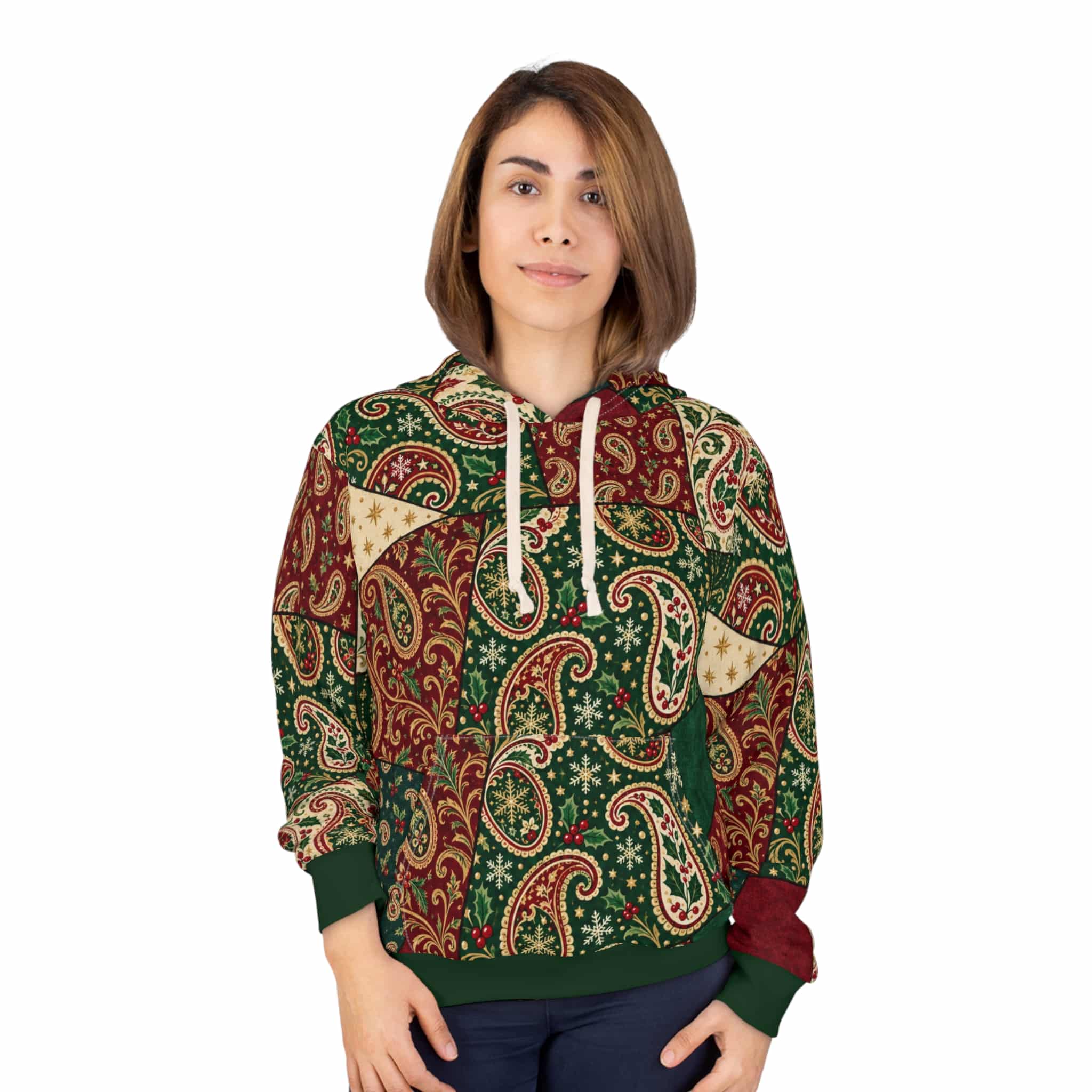 Paisley Patchwork Hoodie - Vintage Quilt All-Over Print Pullover