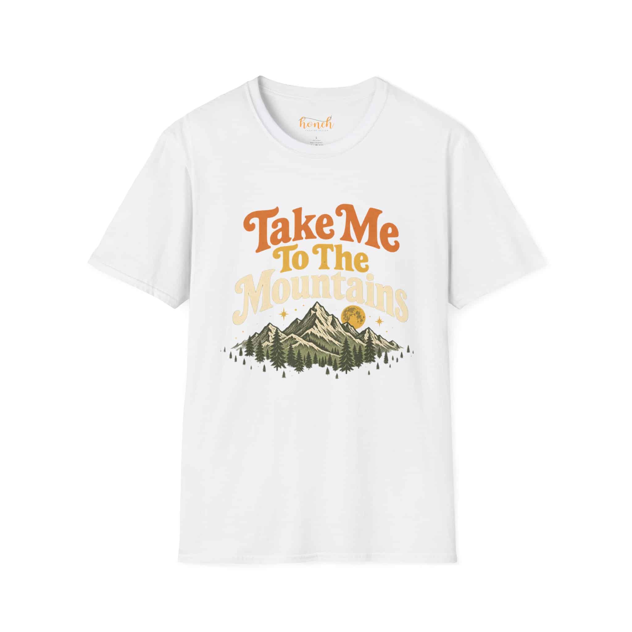 Take Me To The Mountains Unisex Softstyle T-Shirt | Vintage Outdoor Graphic Tee - Image 2