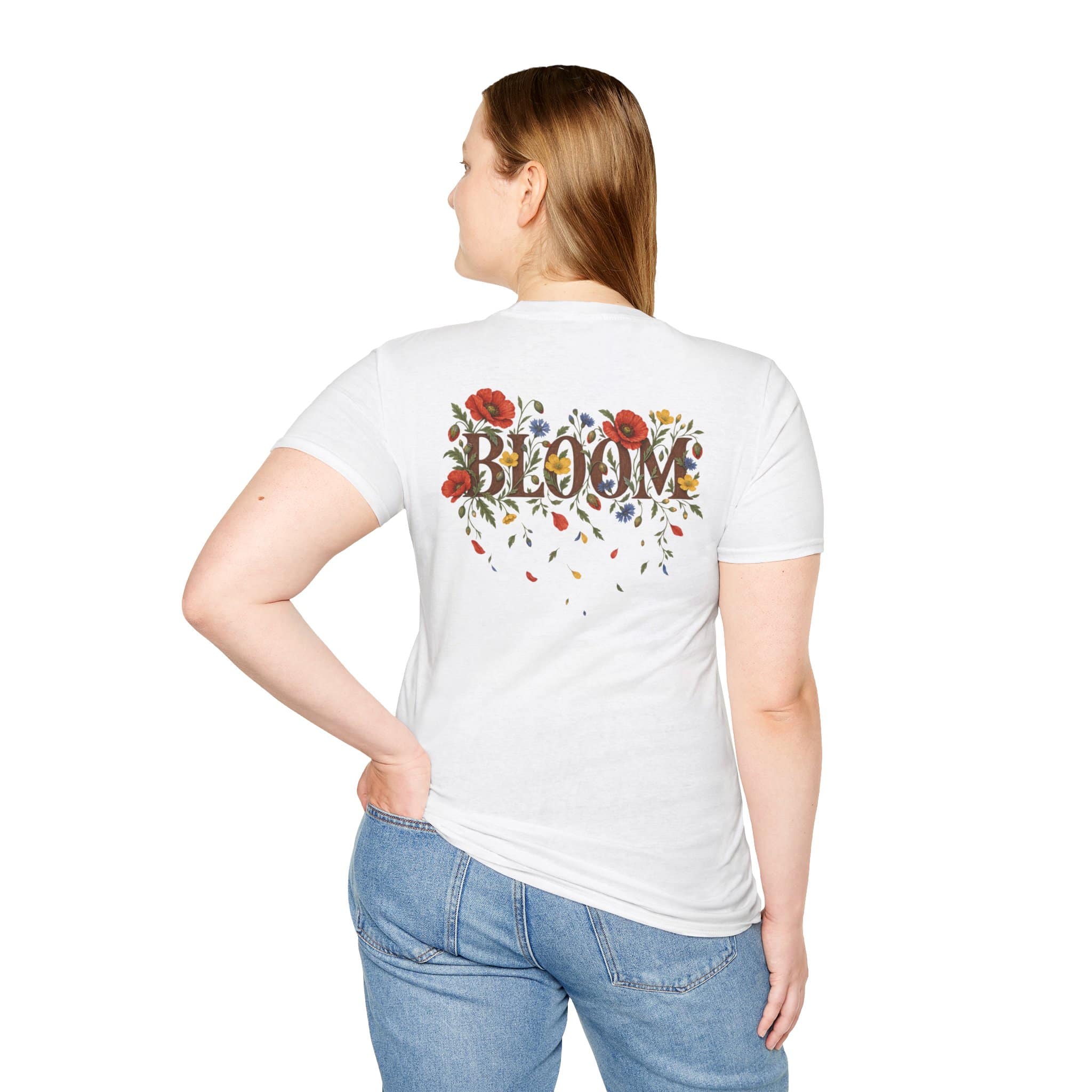 Bloom Where You Are Planted Unisex Softstyle T-Shirt - Wildflower Quote Graphic Tee - Image 6