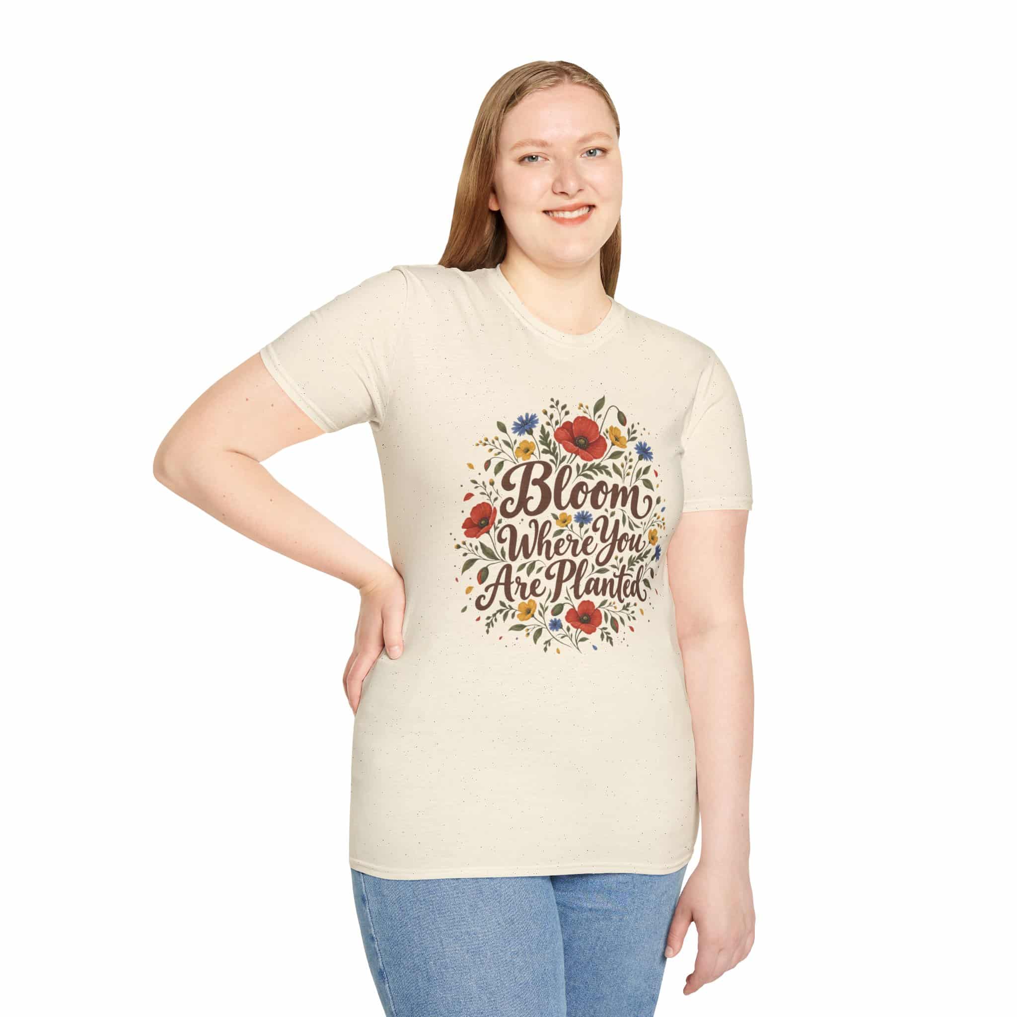 Bloom Where You Are Planted Unisex Softstyle T-Shirt - Wildflower Quote Graphic Tee - Image 19