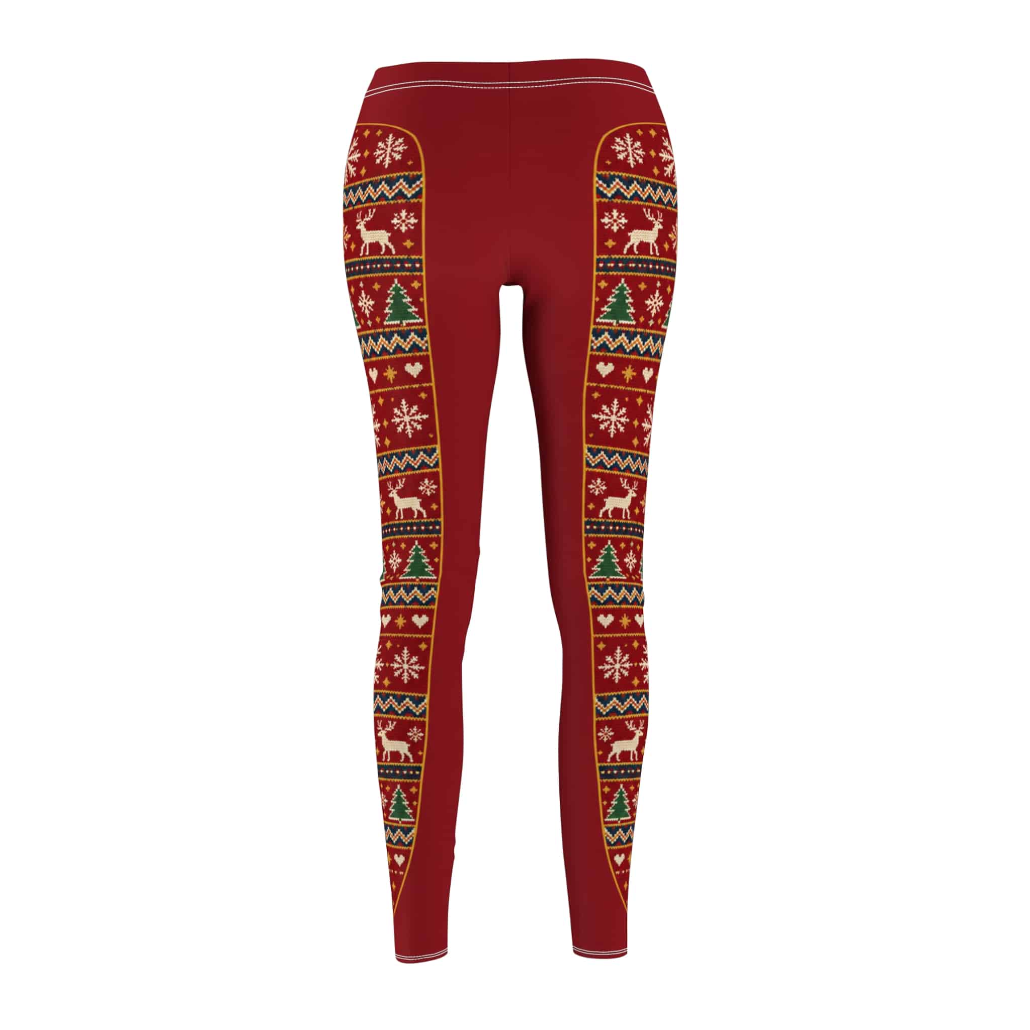 Fair Isle Christmas leggings - snowflakes, reindeer and fir trees in a cosy knit look - Image 6