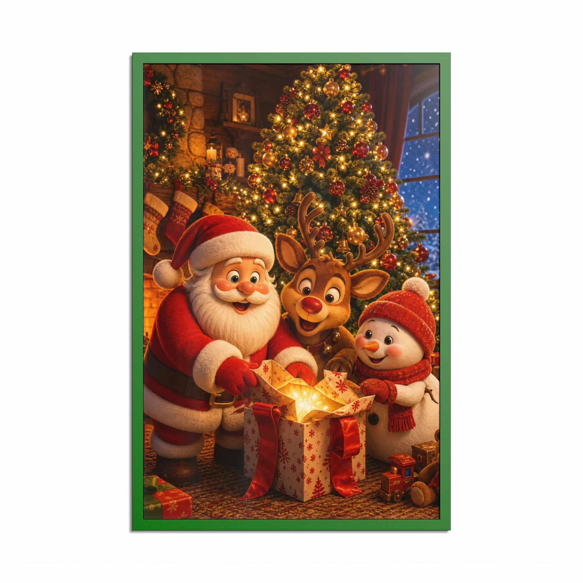 Santa Reindeer Snowman under the Tree Christmas Poster - Image 37