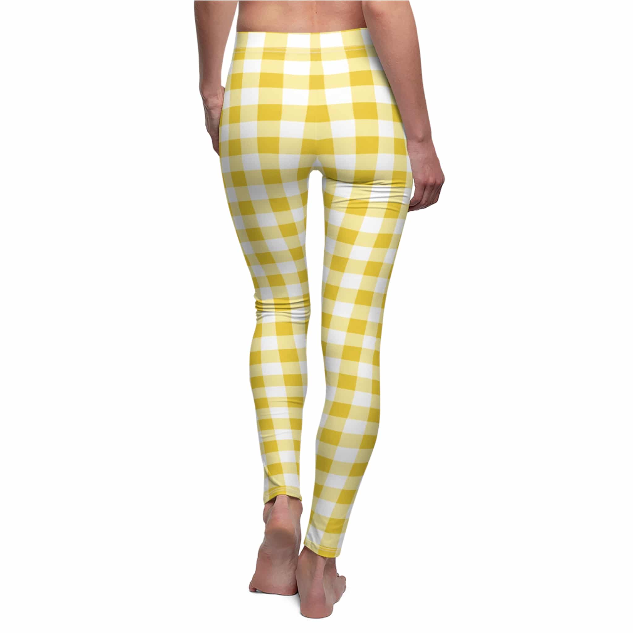 Sunny butter yellow check leggings: gingham with a soft, fresh feel - Image 3