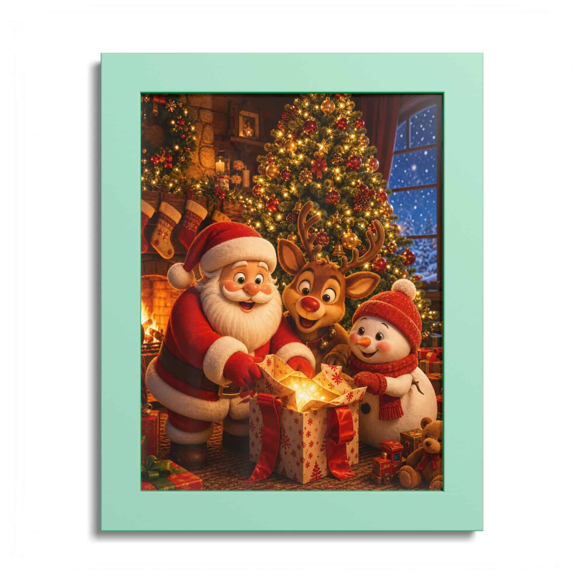 Santa Reindeer Snowman under the Tree Christmas Poster - Image 8