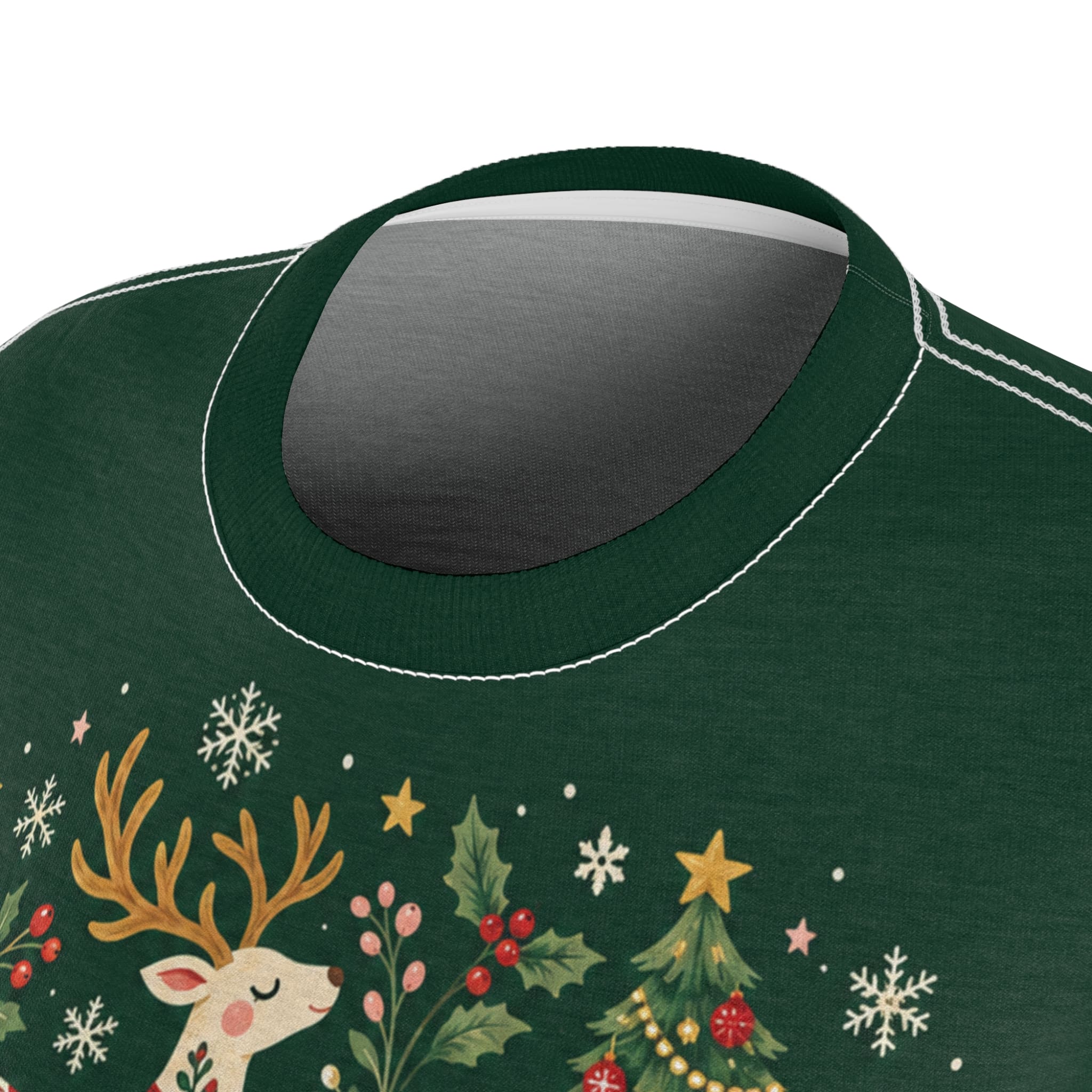 Women's Christmas Reindeer Tee - Festive Green Holiday Graphic Shirt - Image 6