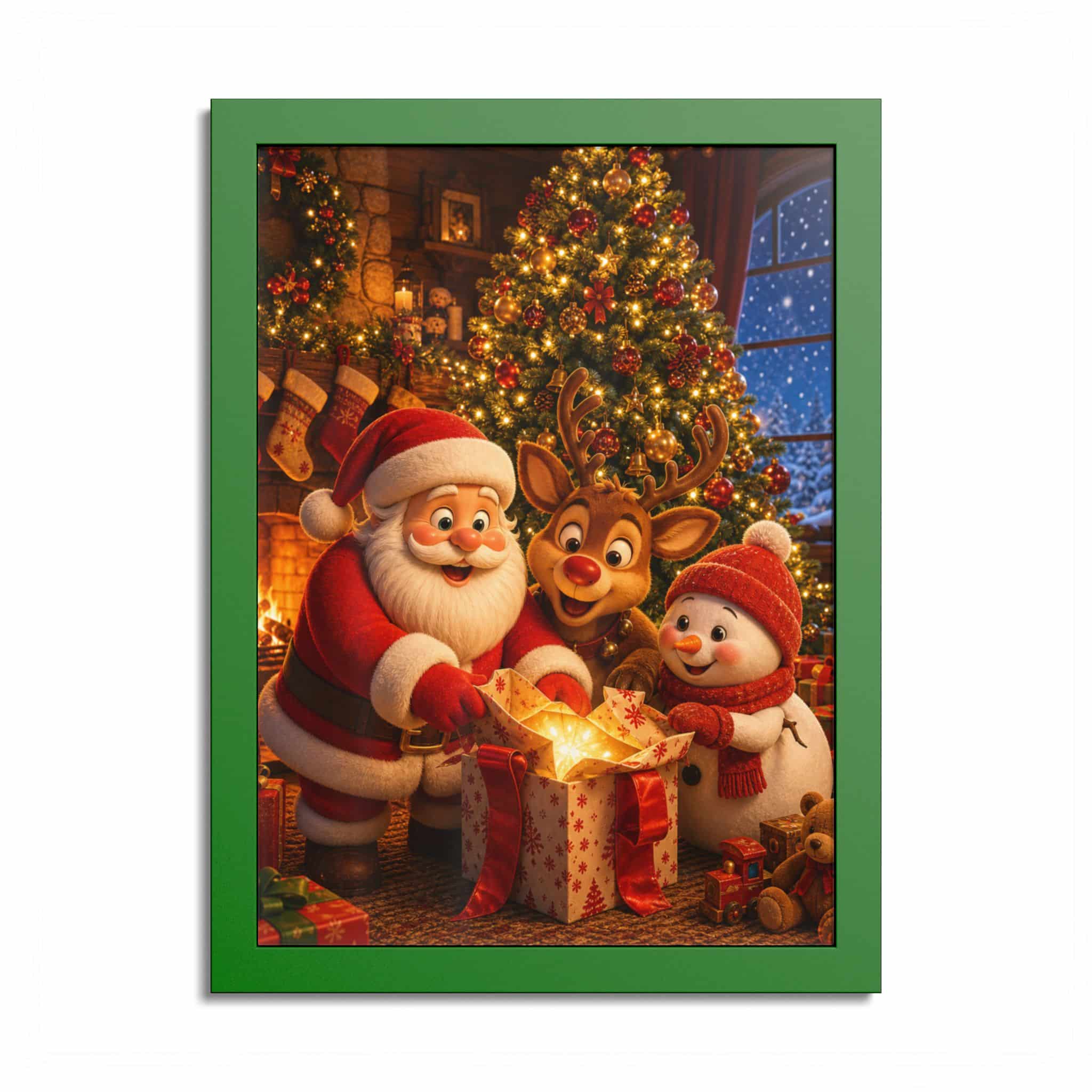 Santa Reindeer Snowman under the Tree Christmas Poster - Image 17