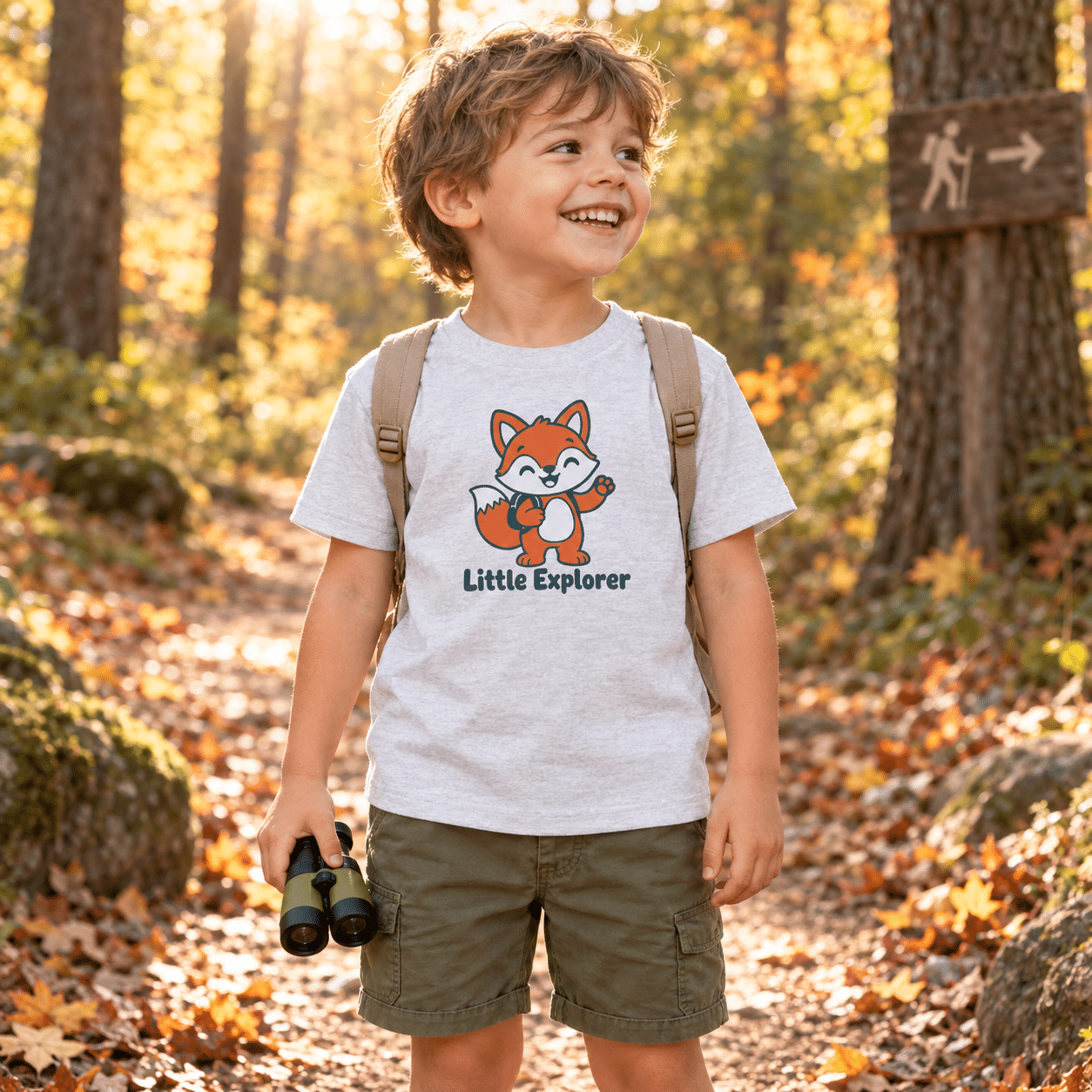 Little Explorer Fox - Kids T-Shirt by Honeh