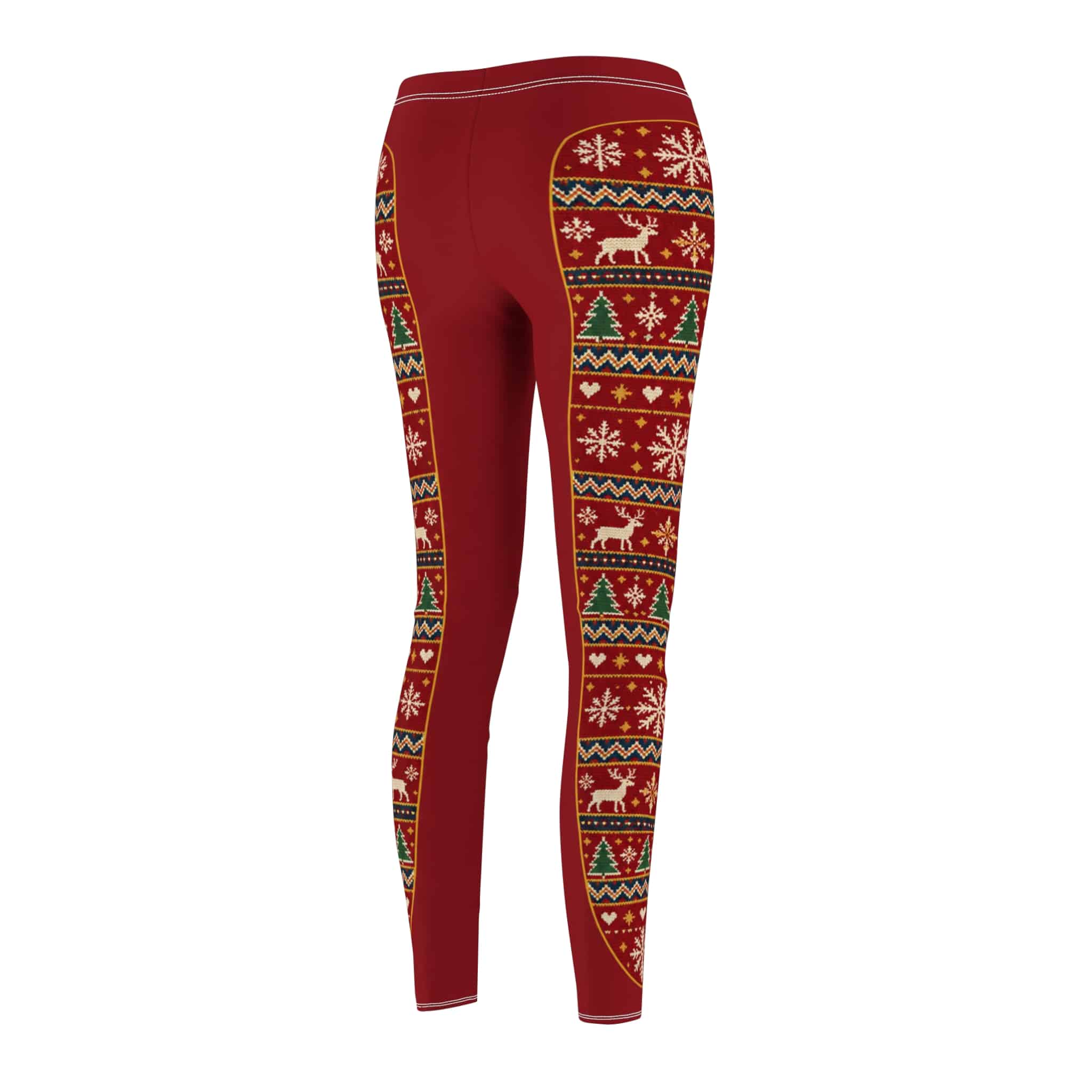 Fair Isle Christmas leggings - snowflakes, reindeer and fir trees in a cosy knit look - Image 8