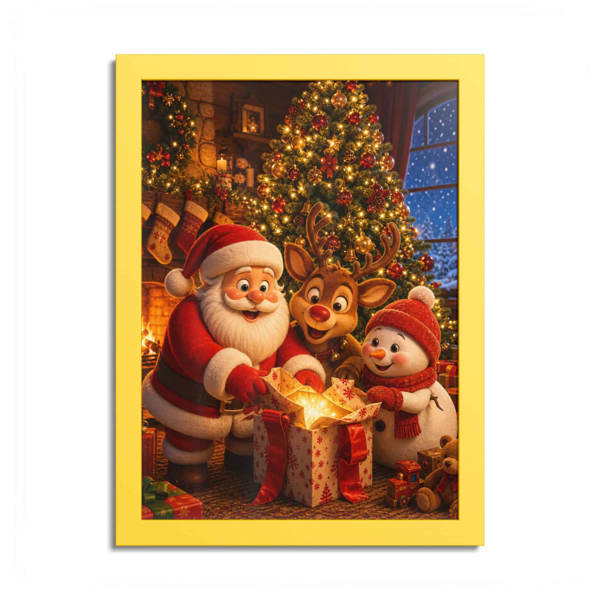 Santa Reindeer Snowman under the Tree Christmas Poster - Image 16