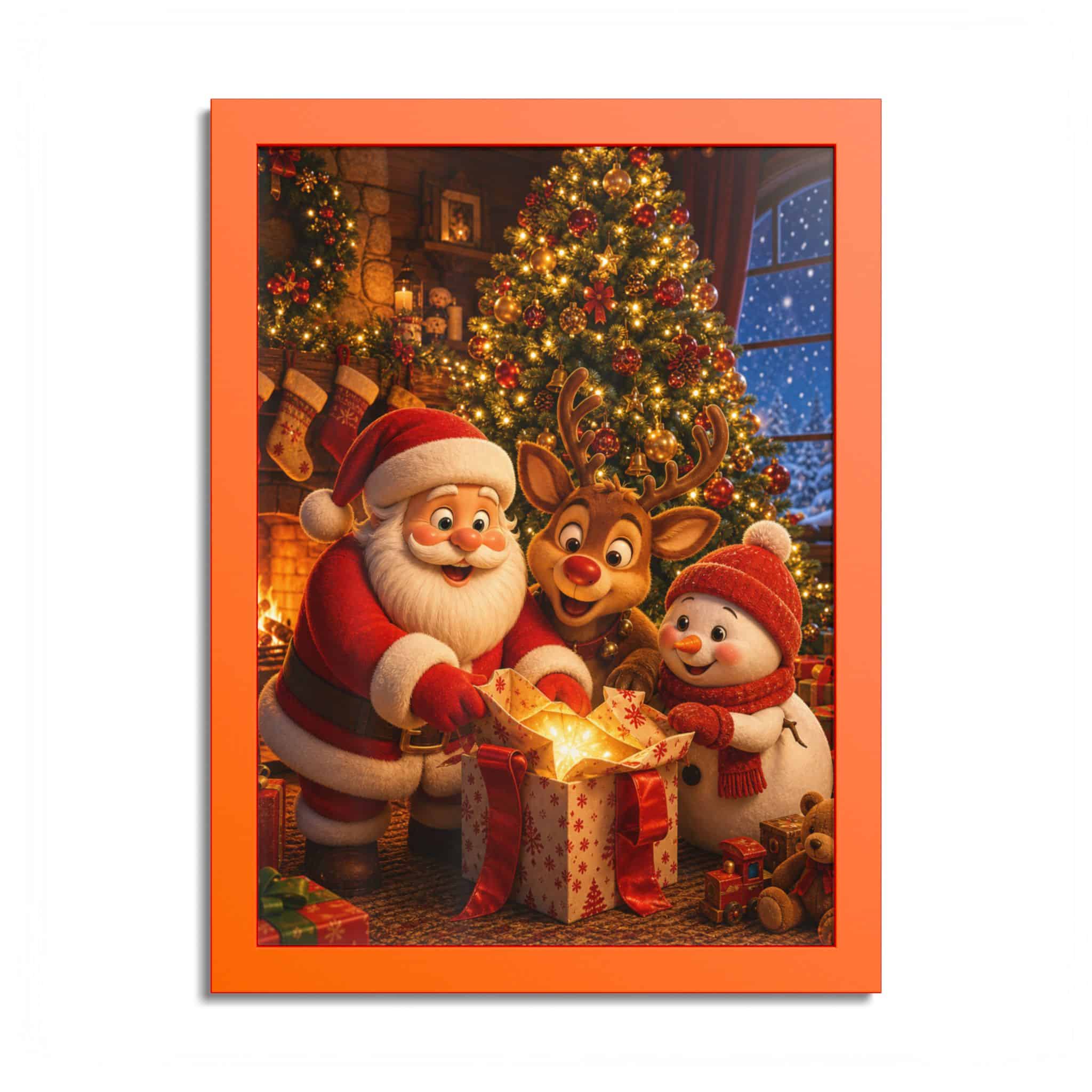 Santa Reindeer Snowman under the Tree Christmas Poster - Image 15