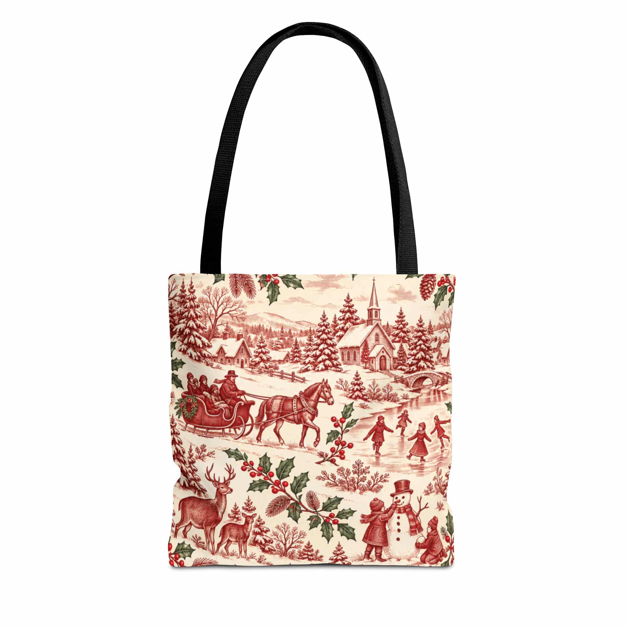 Christmas Toile Tote Bag - Tote Bag by Honeh