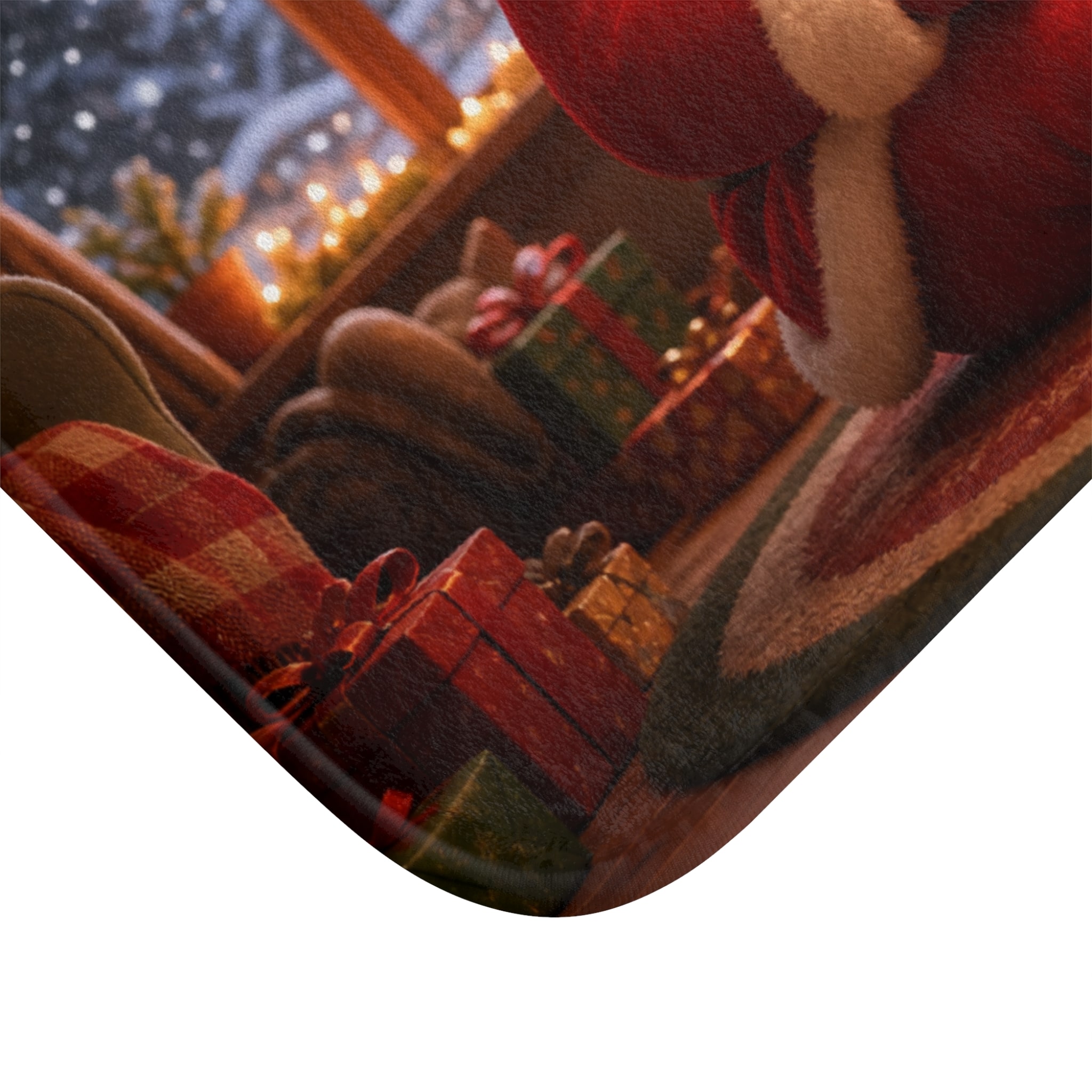 Christmas Santa & Friends Bath Mat - Festive Holiday Bathroom Rug with Santa, Reindeer & Snowman - Image 3