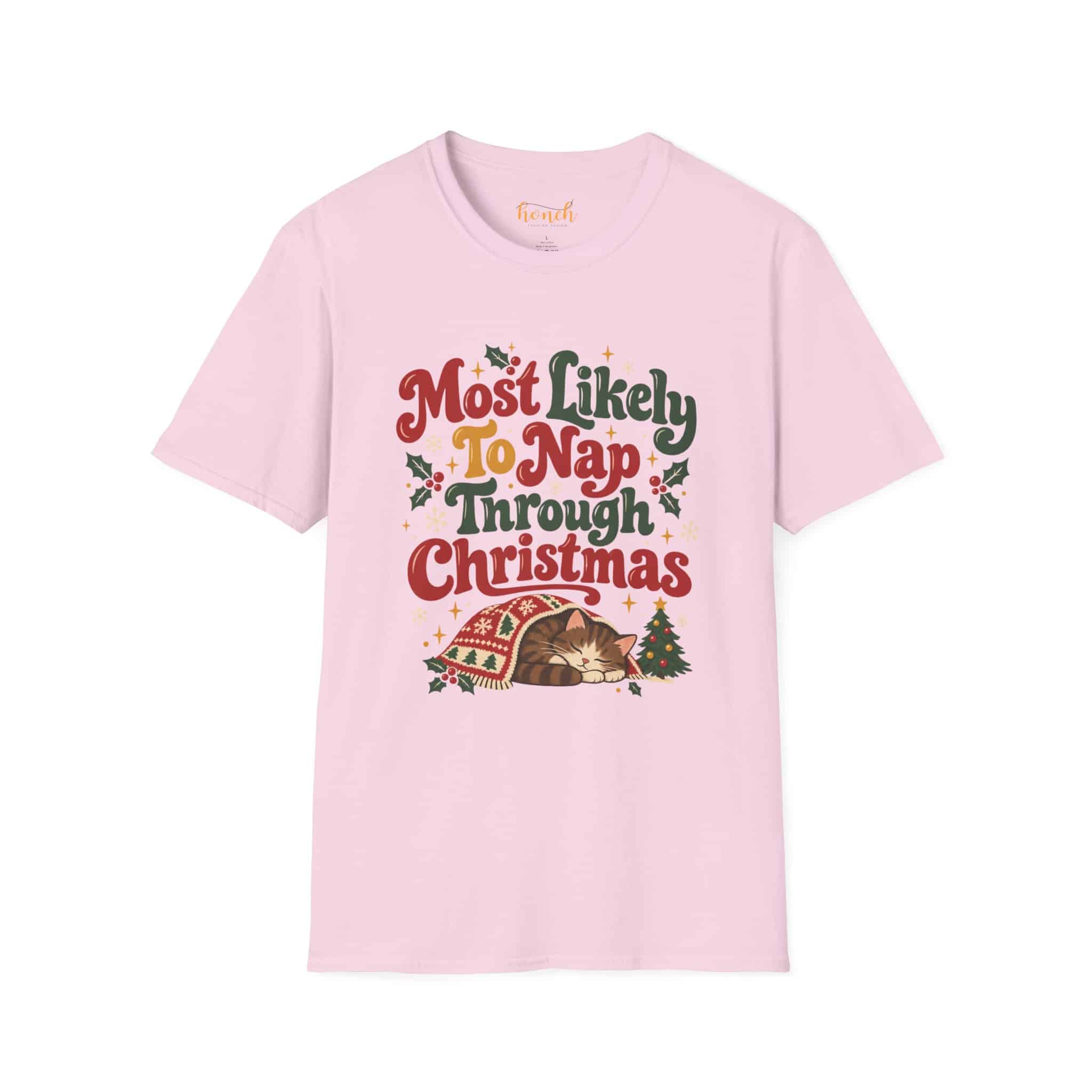 Most Likely To Nap Through Christmas Unisex Softstyle T-Shirt | Funny Holiday Graphic Tee - Image 51