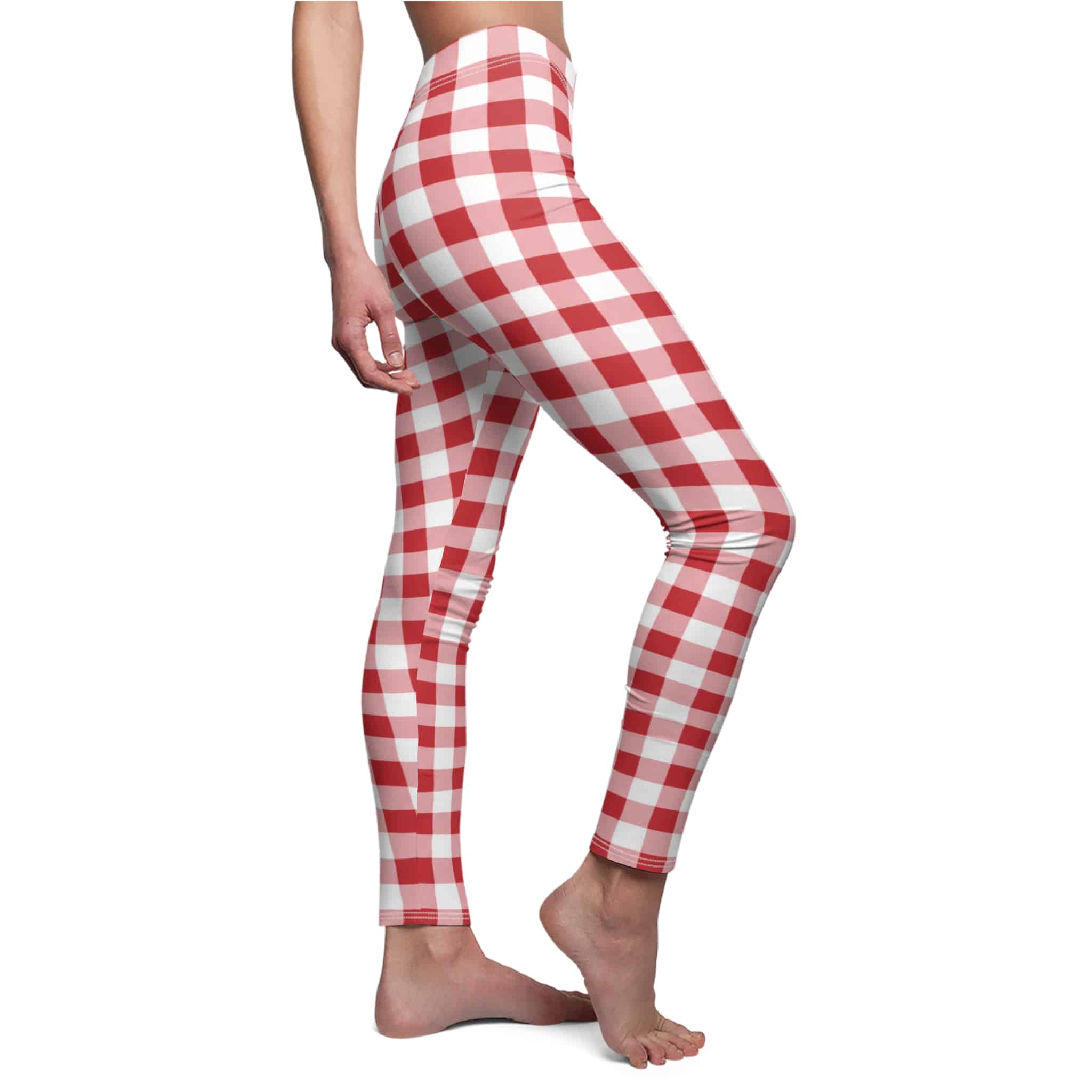 Red gingham leggings: a bold classic check with a cheerful picnic feel - Image 2
