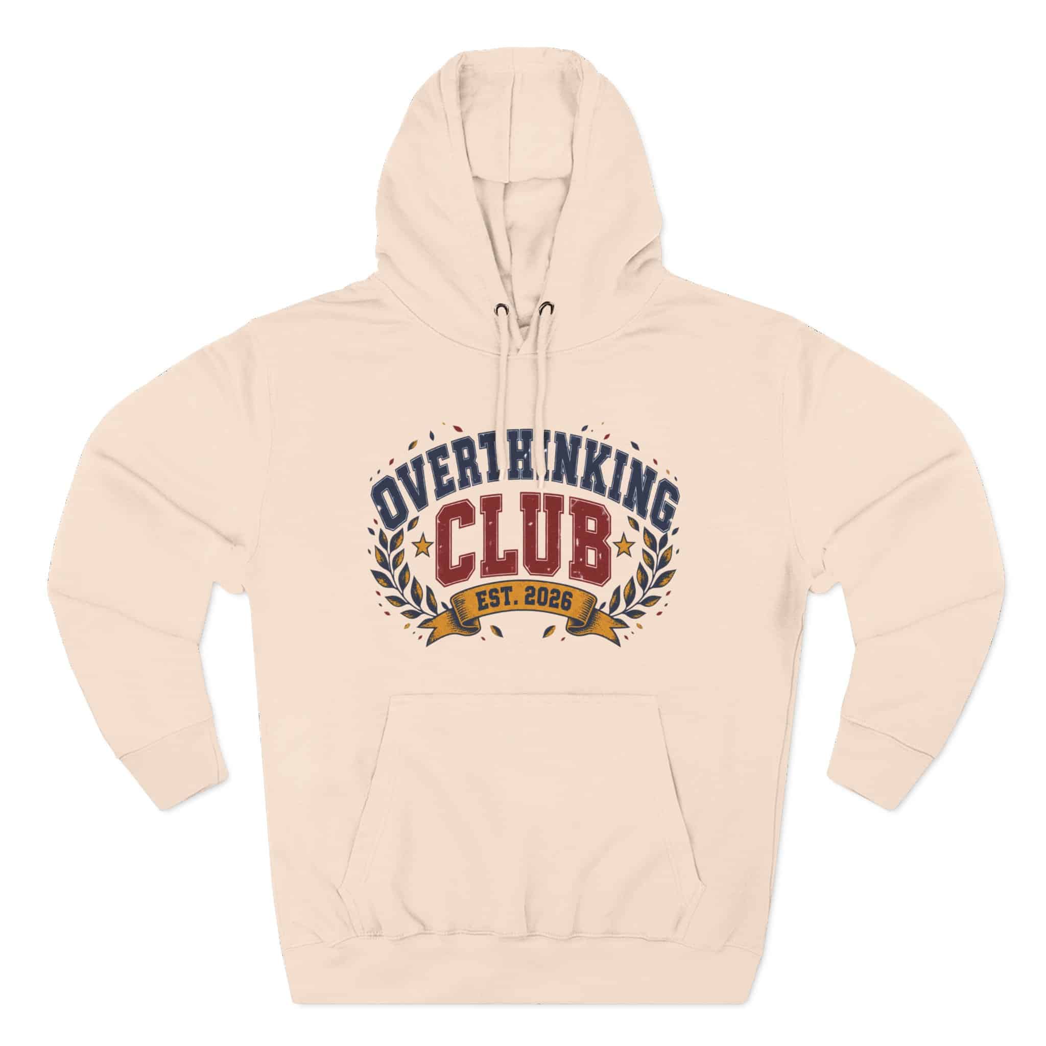 Overthinking Club Hoodie - Funny Vintage Collegiate Varsity Style Humor Hoodie - Image 18