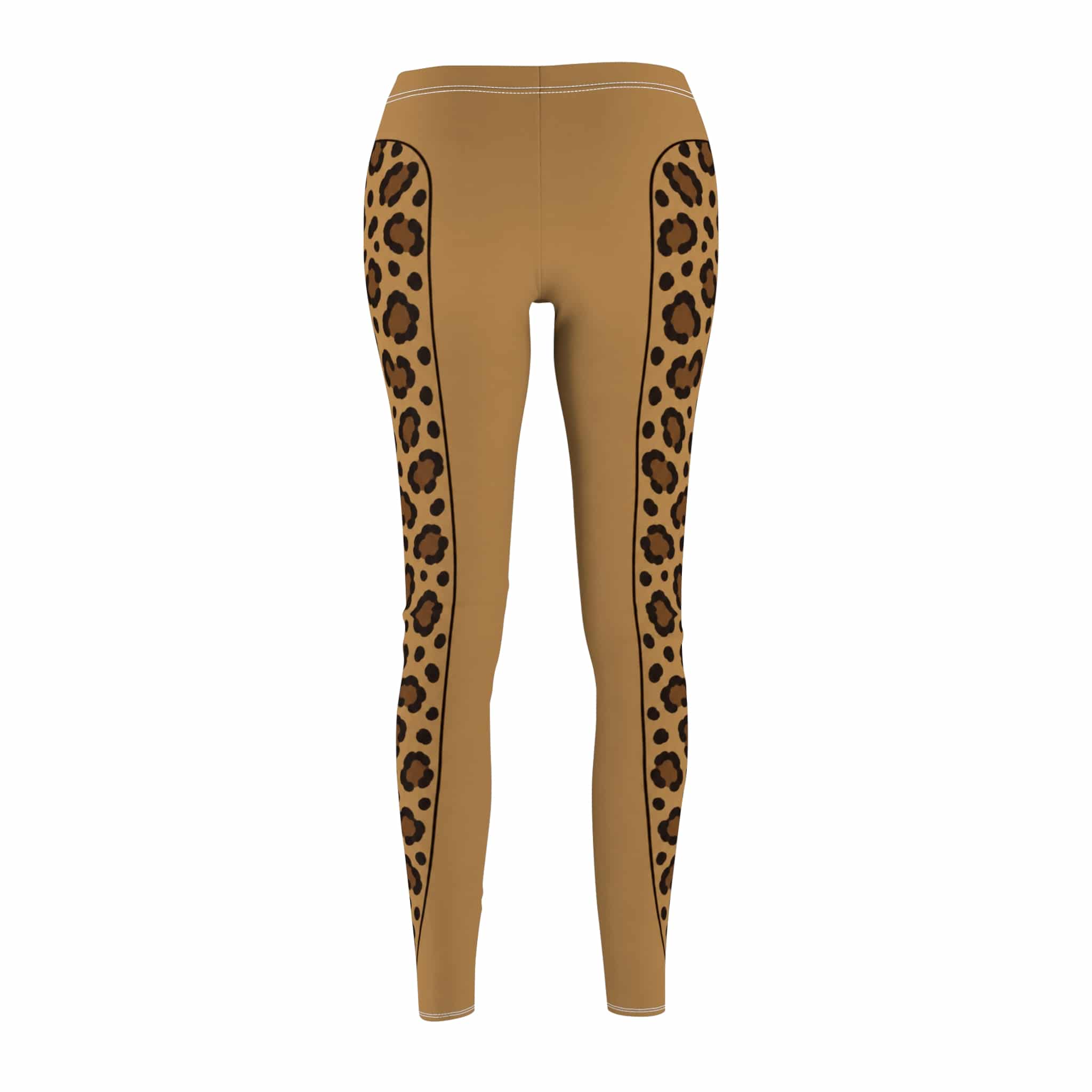 Espresso leopard leggings, a sleek animal print panel in warm caramel - Image 5