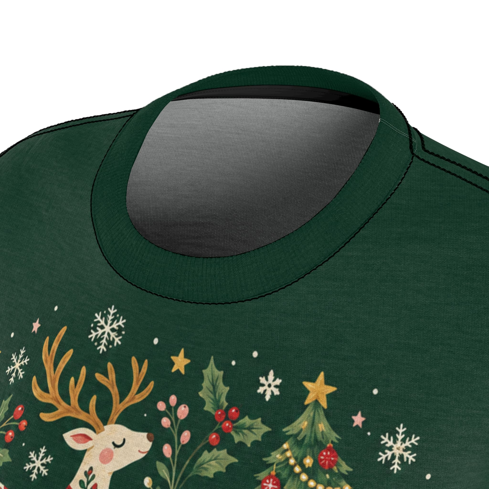 Women's Christmas Reindeer Tee - Festive Green Holiday Graphic Shirt - Image 12