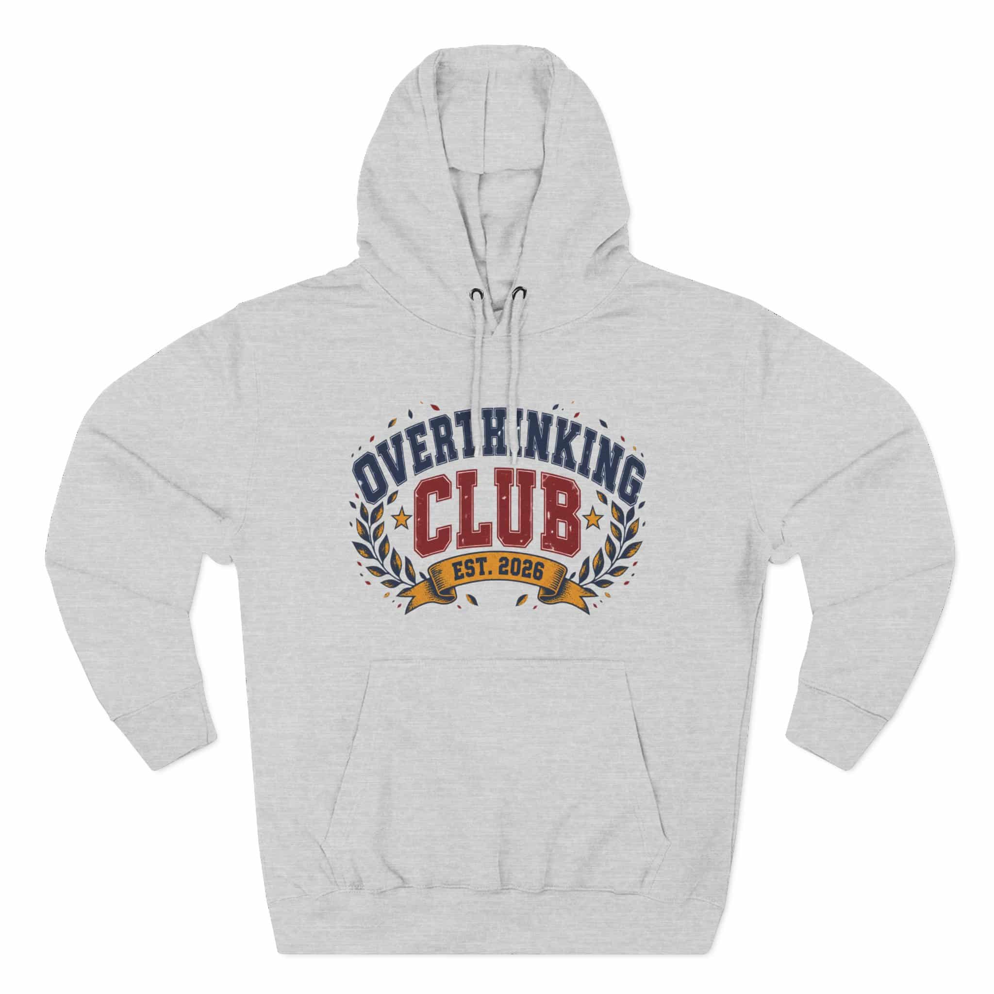 Overthinking Club Hoodie - Funny Vintage Collegiate Varsity Style Humor Hoodie - Image 8