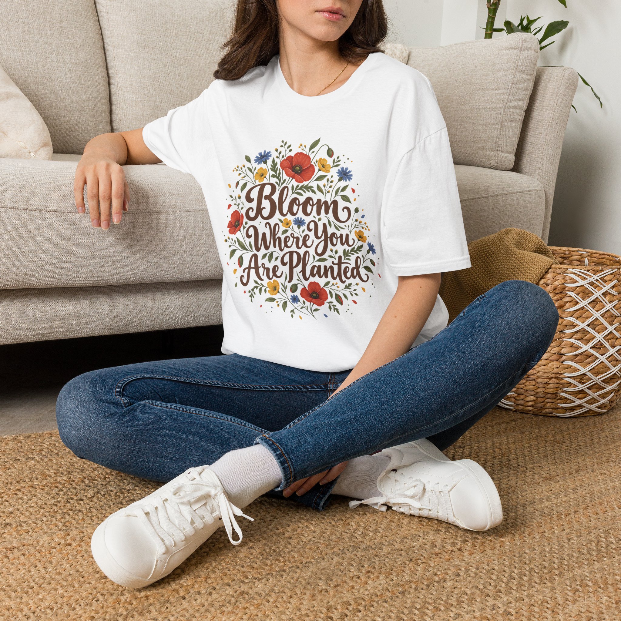 Bloom Where You Are Planted Unisex Softstyle T-Shirt - Wildflower Quote Graphic Tee