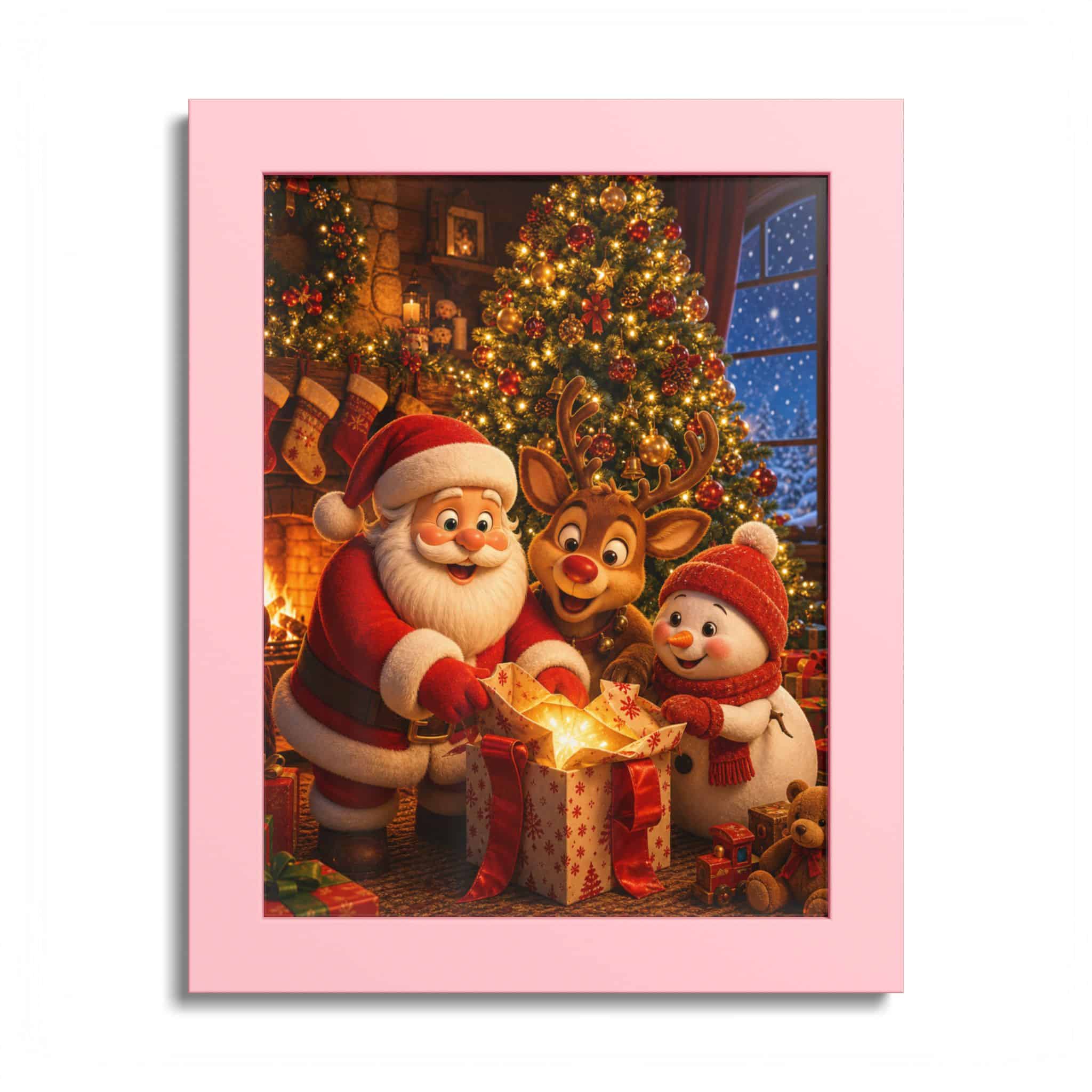 Santa Reindeer Snowman under the Tree Christmas Poster - Image 11