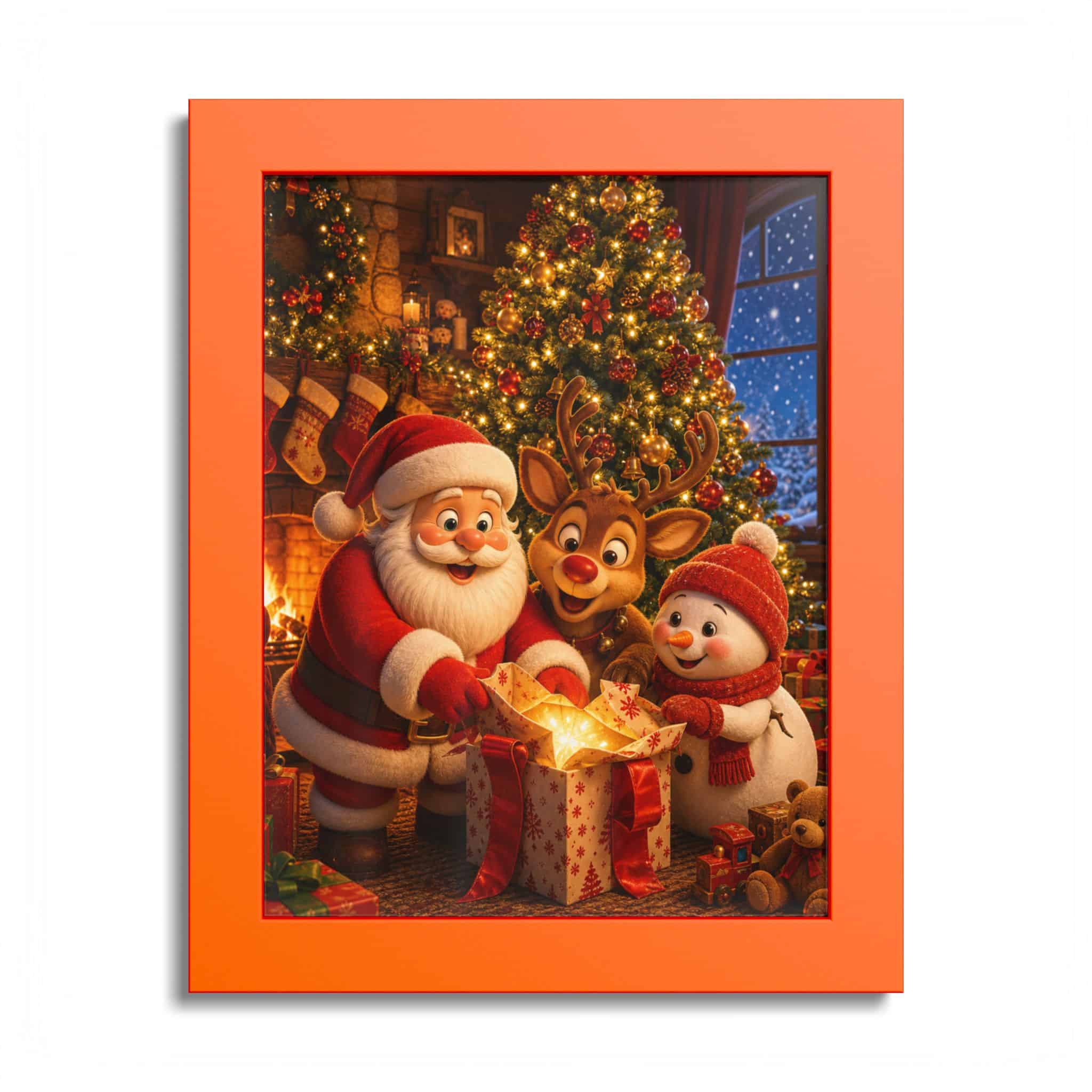 Santa Reindeer Snowman under the Tree Christmas Poster - Image 5