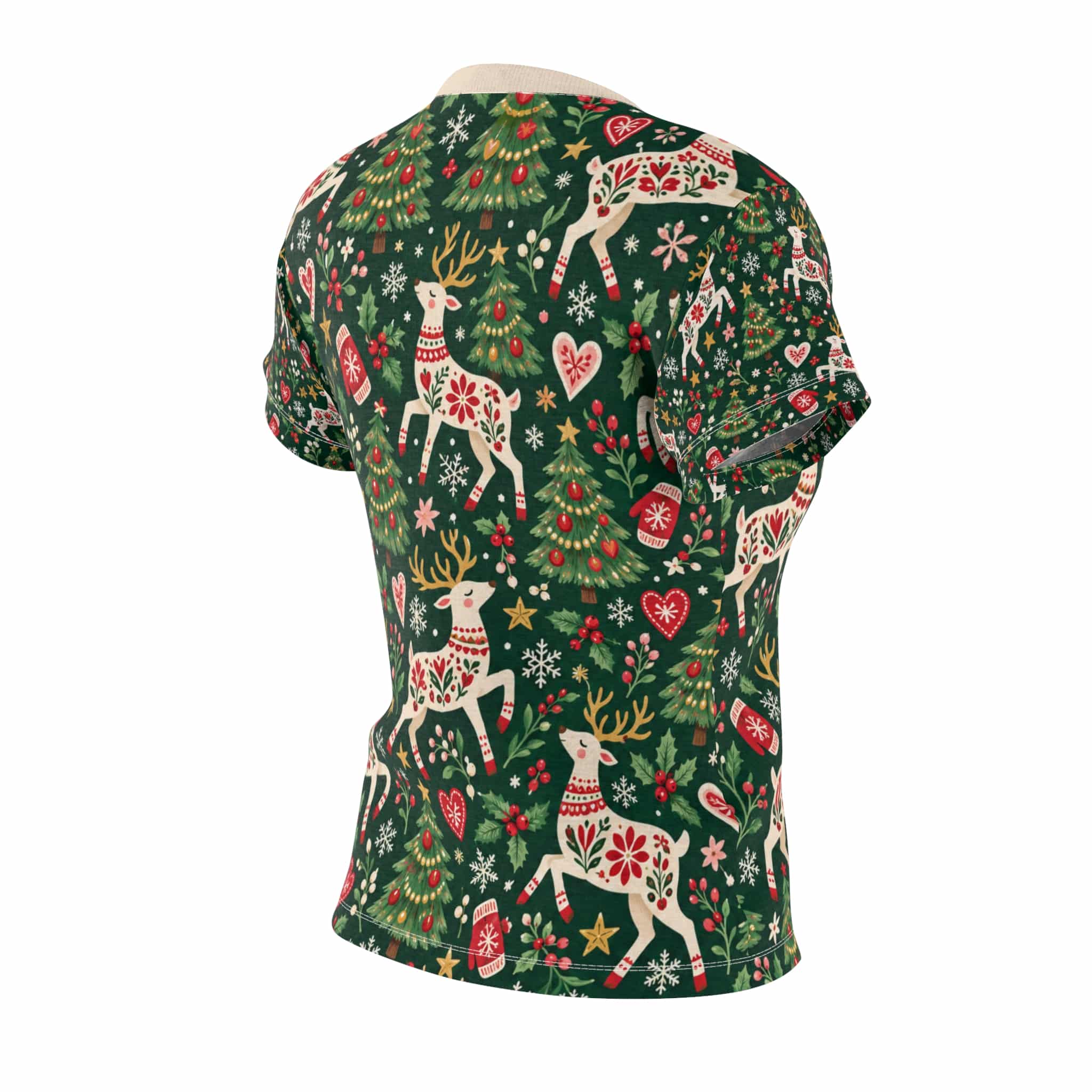 Coquette Christmas Bows Tee, Blush Pink Holiday Women's Festive Print Shirt - Image 5