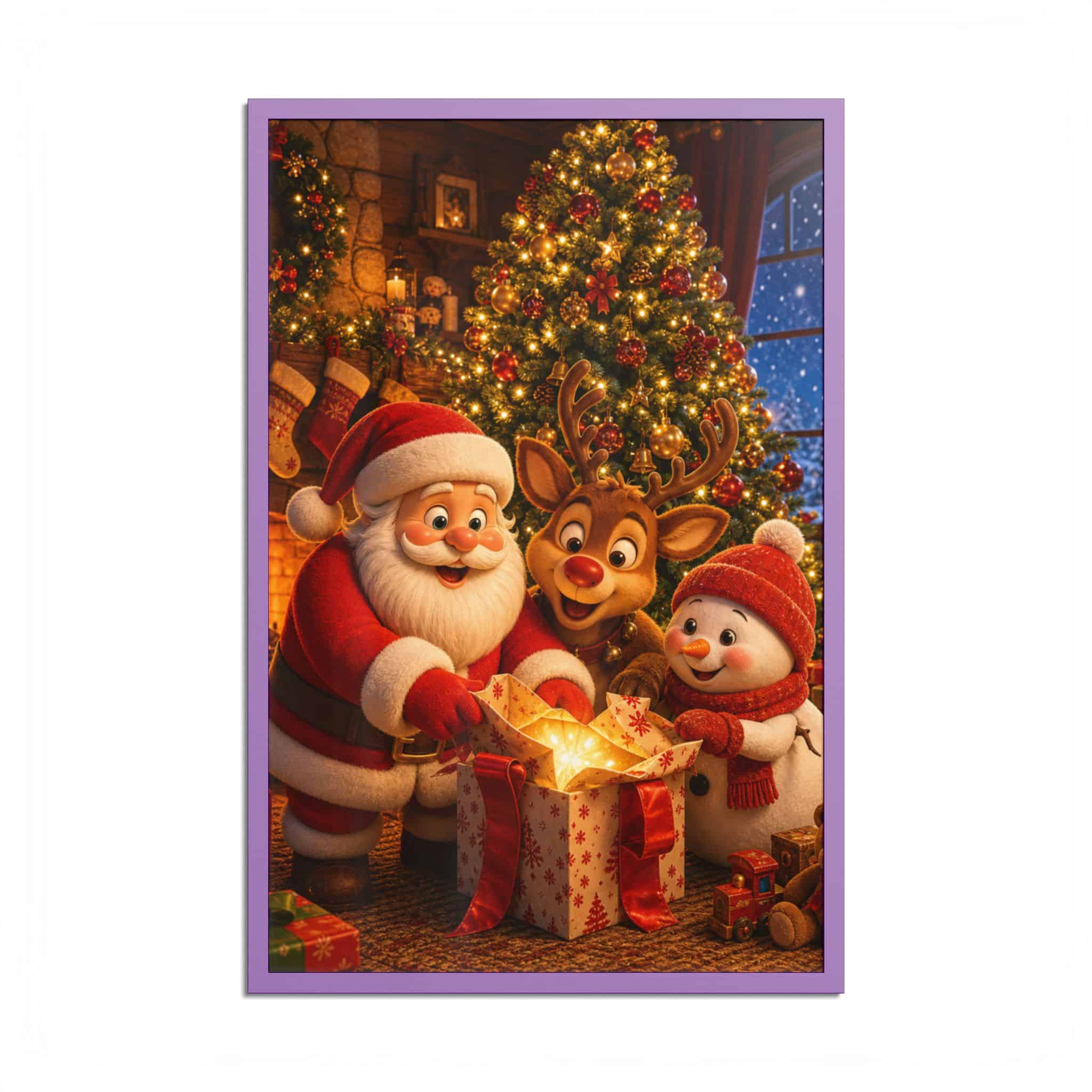 Santa Reindeer Snowman under the Tree Christmas Poster - Image 40