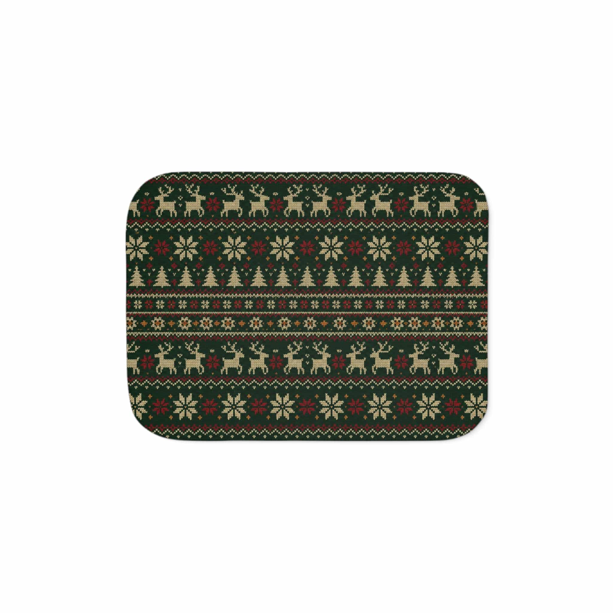 Christmas Fair Isle Sherpa Blanket — Cozy Reindeer & Tree Throw - Image 2