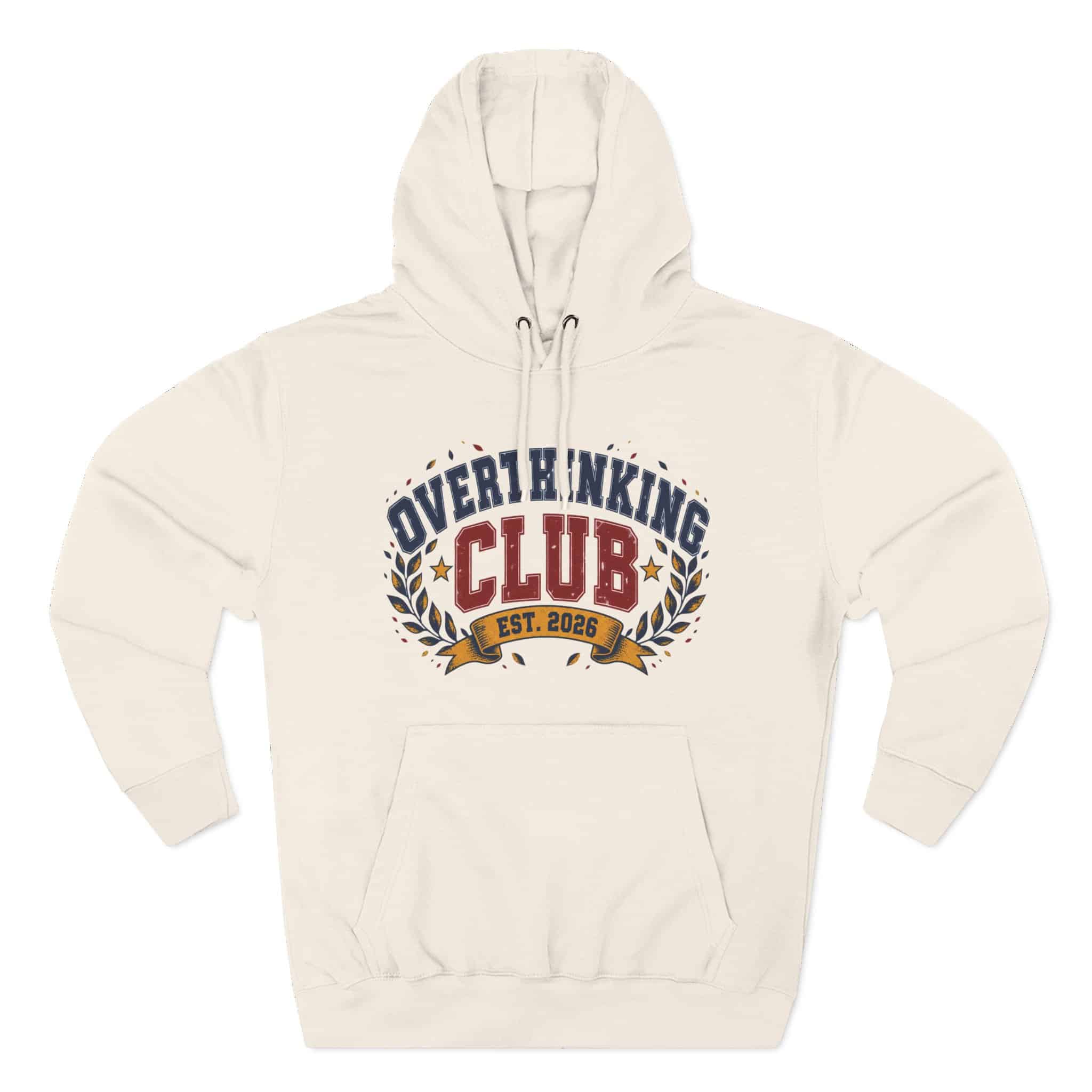 Overthinking Club Hoodie - Funny Vintage Collegiate Varsity Style Humor Hoodie - Image 13
