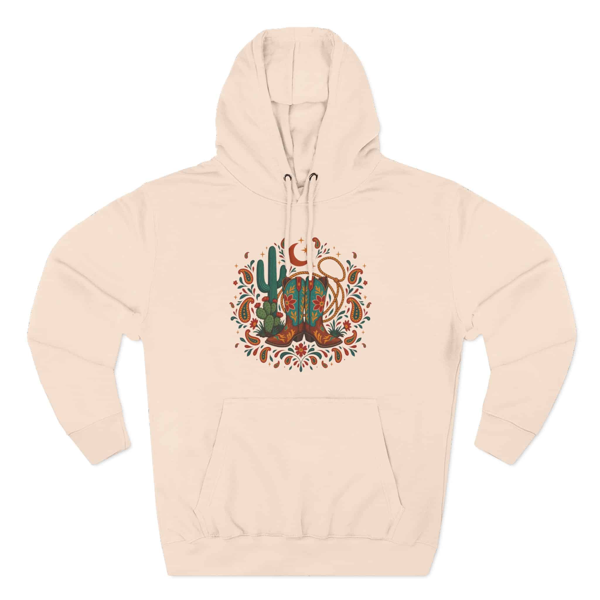 Western Desert Cowgirl Hoodie - Cowboy Boots Cactus Bandana Paisley Boho Hoodie - Image 18
